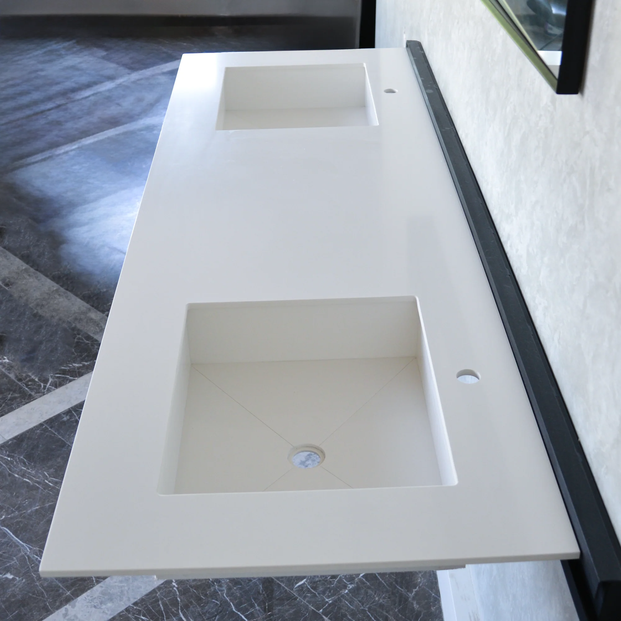 HANDCRAFTED CUSTOM WHITE QUARTZ DOUBLE SINK (QU-101) - Image 7