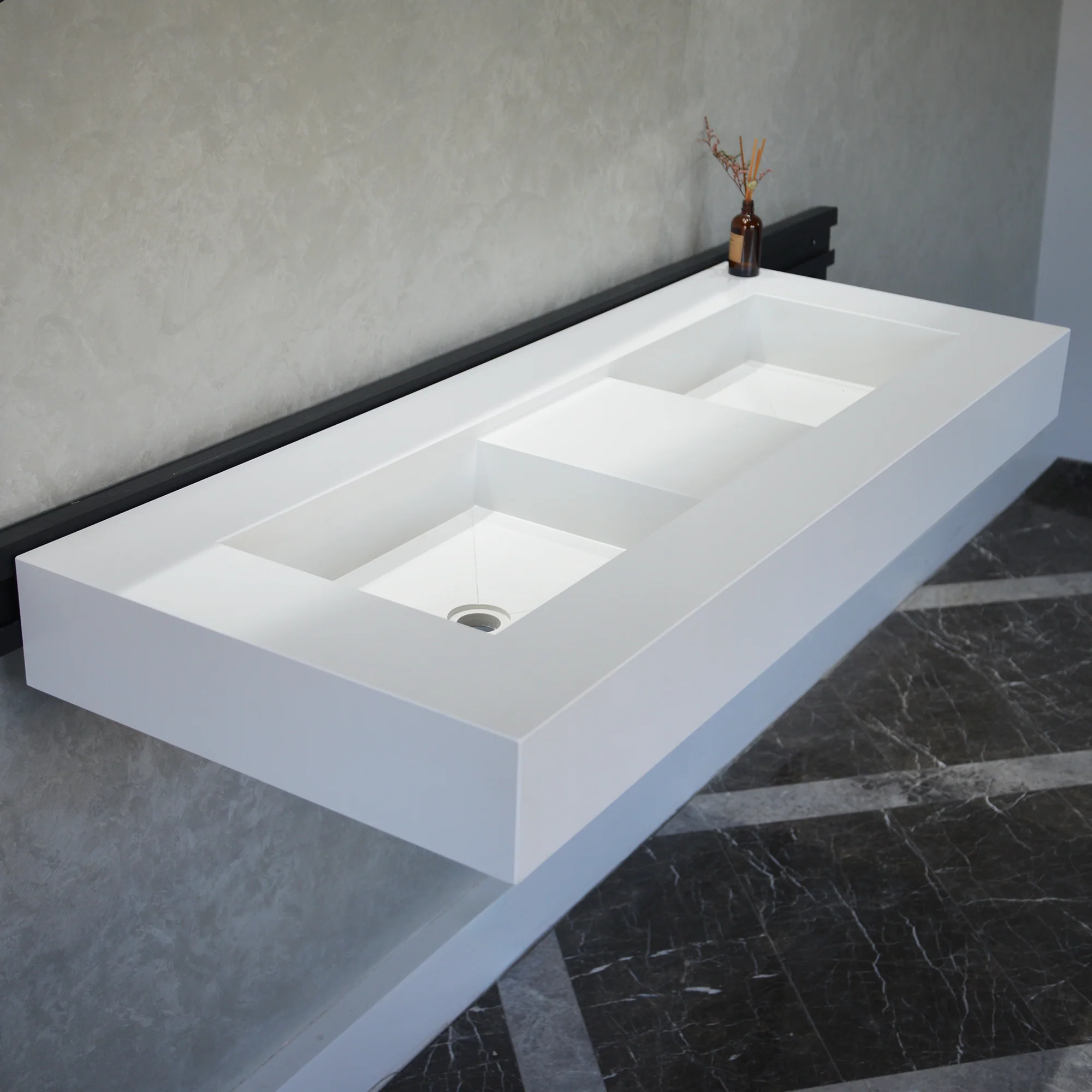 HANDCRAFTED CUSTOM WHITE QUARTZ DOUBLE SINK (QU-081) - Image 10