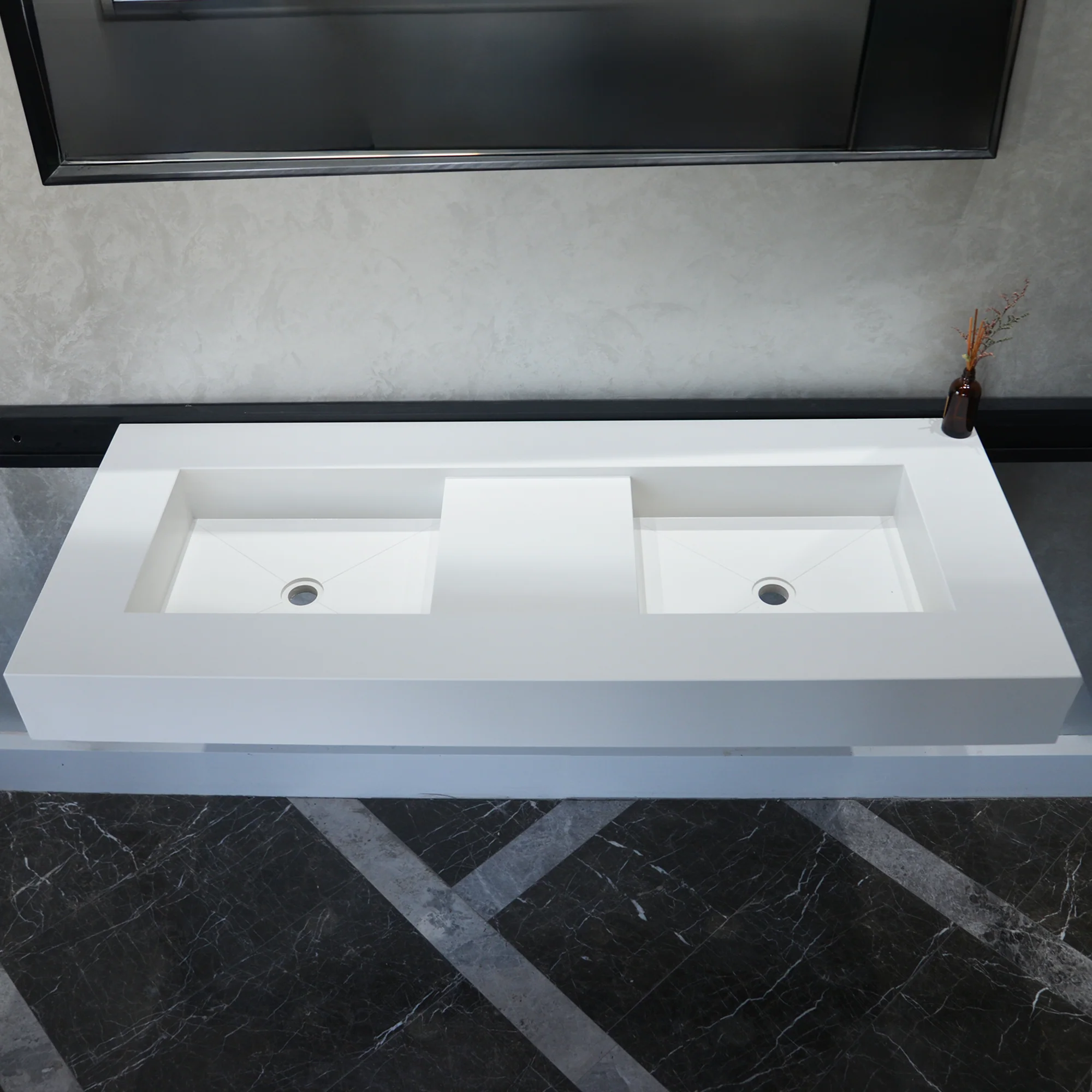 HANDCRAFTED CUSTOM WHITE QUARTZ DOUBLE SINK (QU-081) - Image 11