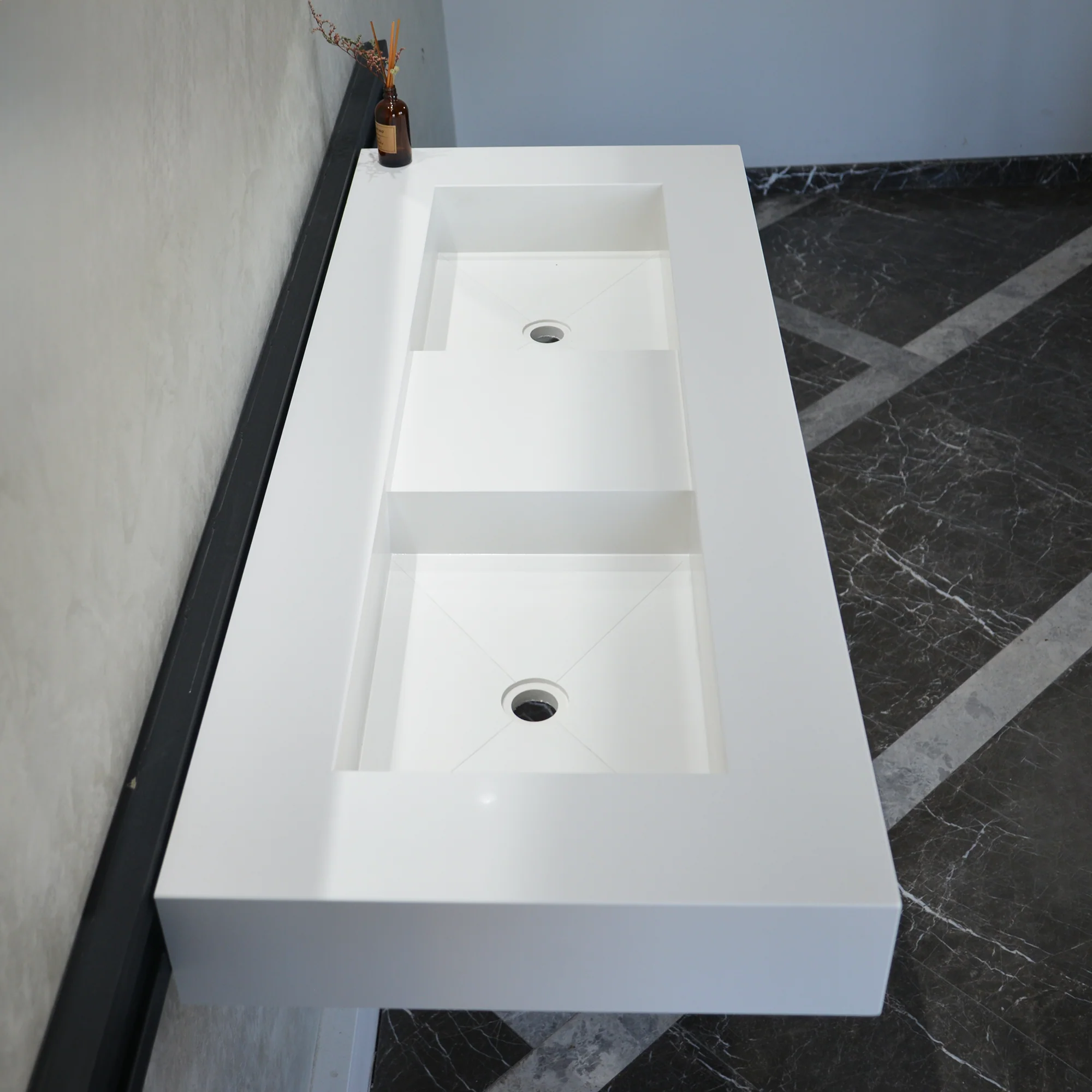 HANDCRAFTED CUSTOM WHITE QUARTZ DOUBLE SINK (QU-081) - Image 6