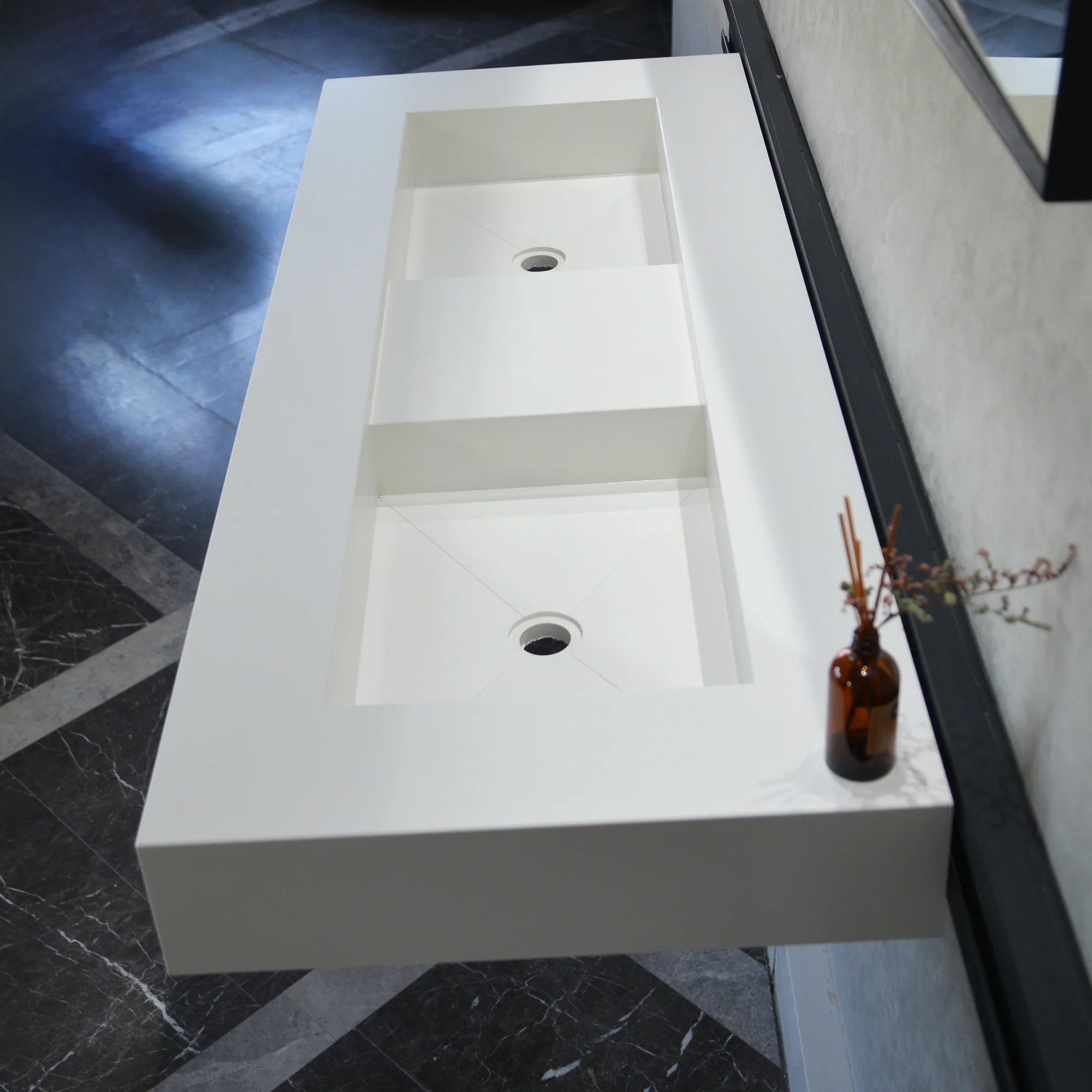 HANDCRAFTED CUSTOM WHITE QUARTZ DOUBLE SINK (QU-081) - Image 7