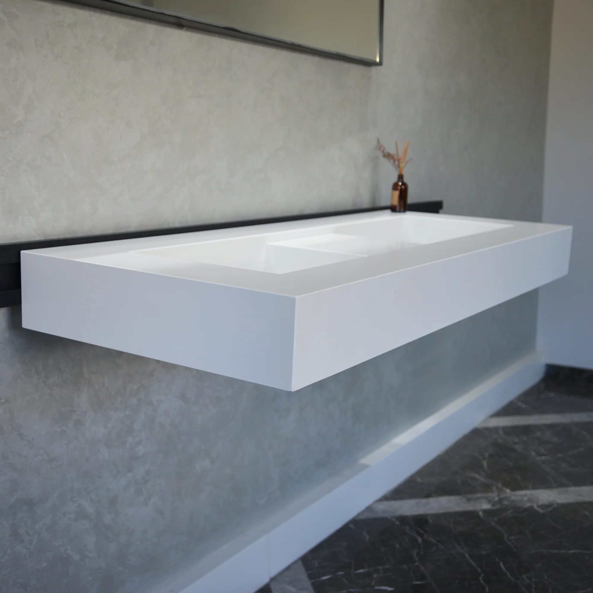 HANDCRAFTED CUSTOM WHITE QUARTZ DOUBLE SINK (QU-081) - Image 9