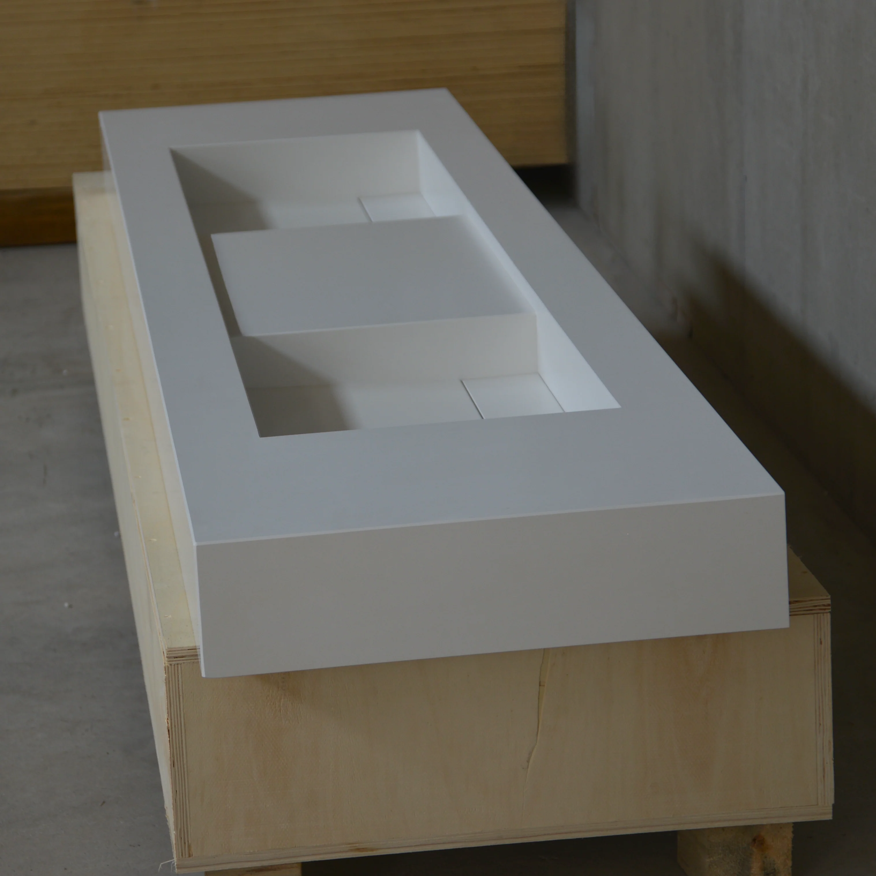 HANDCRAFTED CUSTOM WHITE QUARTZ DOUBLE SINK (QU-121) - Image 2