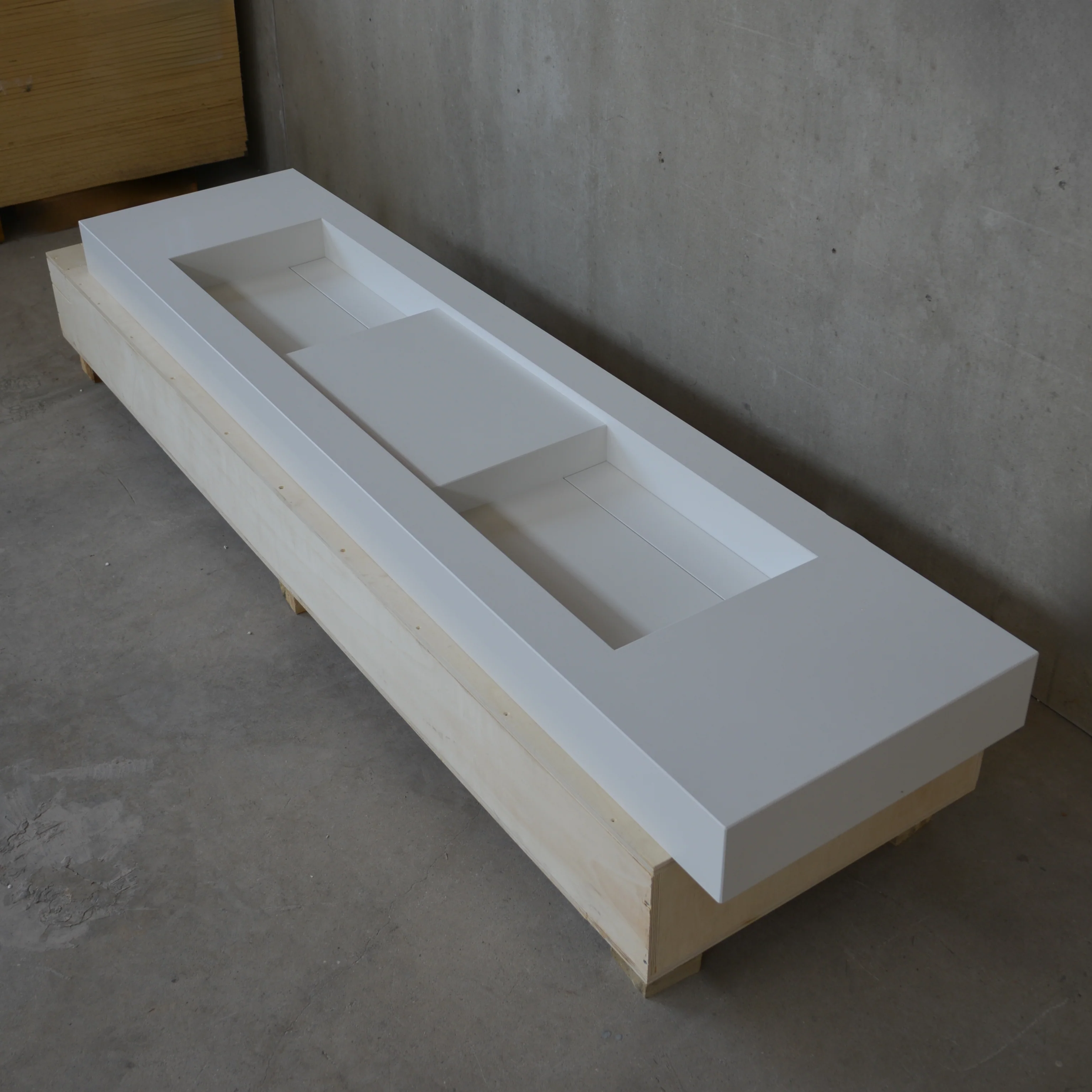 HANDCRAFTED CUSTOM WHITE QUARTZ DOUBLE SINK (QU-121) - Image 4