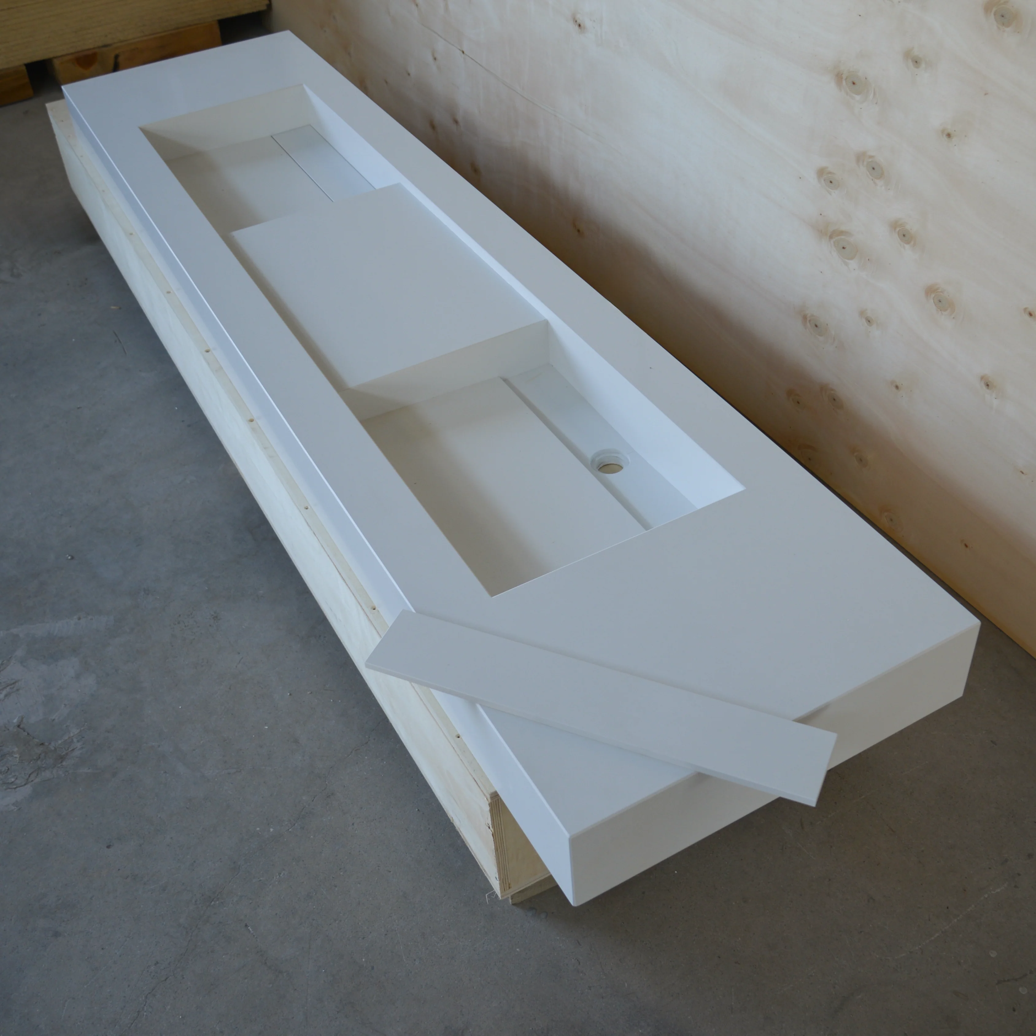 HANDCRAFTED CUSTOM WHITE QUARTZ DOUBLE SINK (QU-121) - Image 8