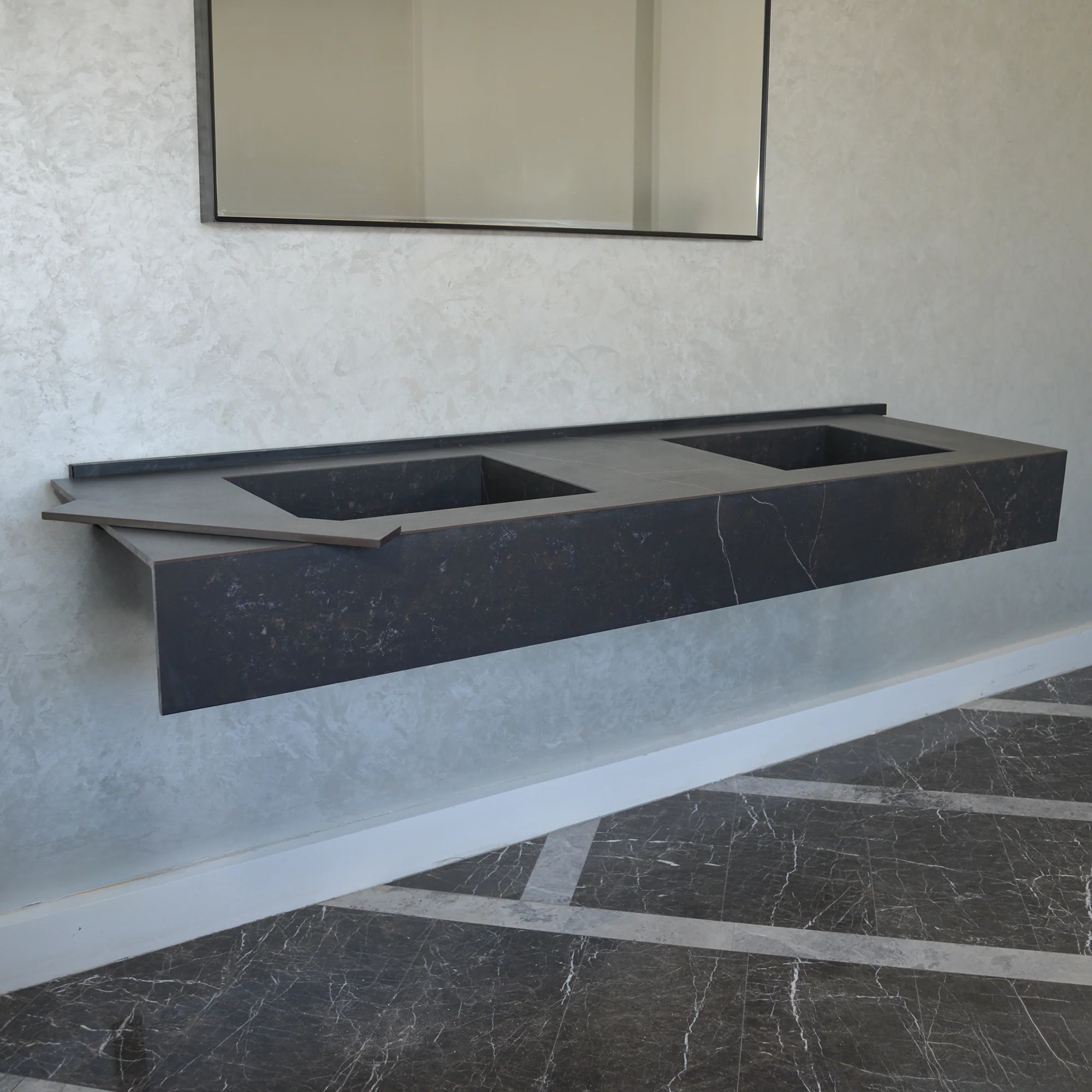 HANDCRAFTED DEKTON KELYA HIGH ENGINEERED PORCELAIN DOUBLE SINK (ES-107) - Image 7