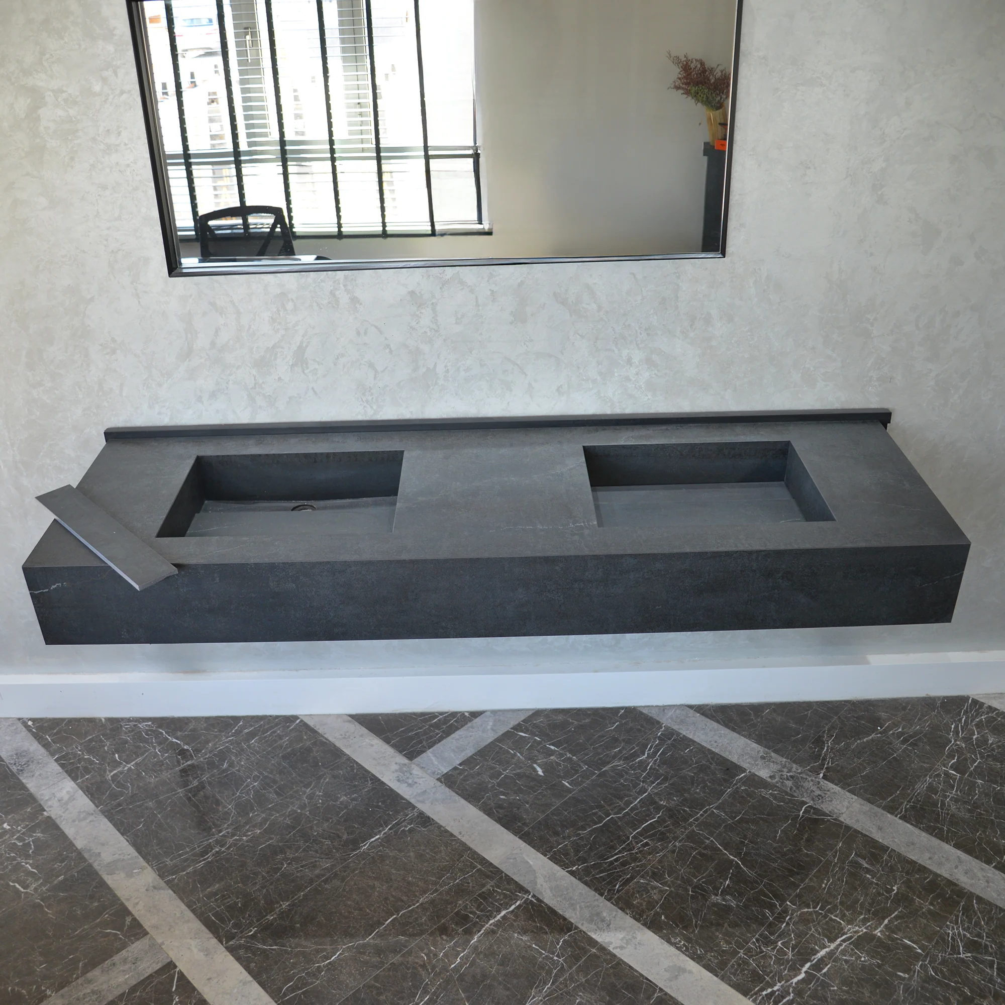 HANDCRAFTED DEKTON LAOS HIGH ENGINEERED PORCELAIN DOUBLE SINK (ES-109) - Image 10