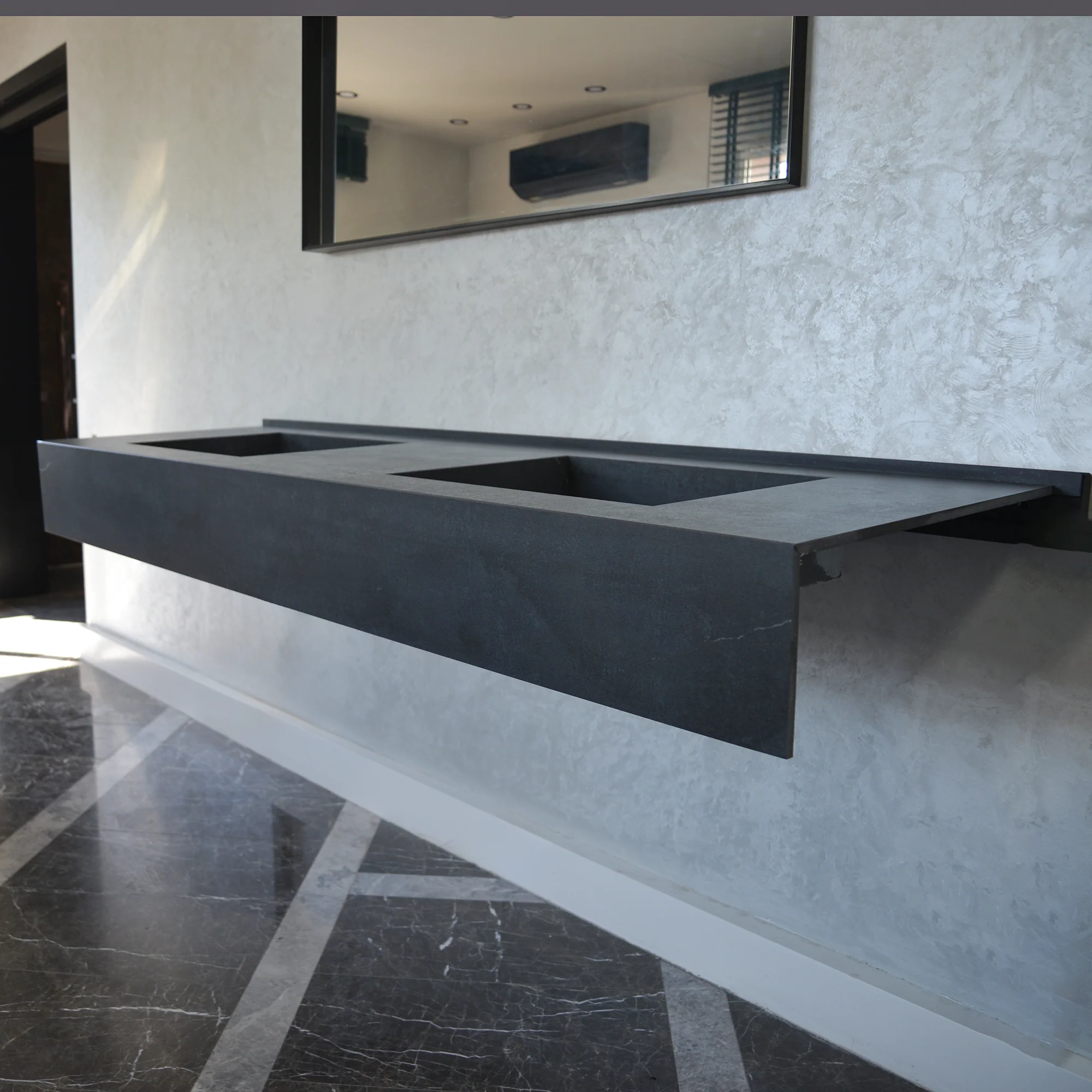 HANDCRAFTED DEKTON LAOS HIGH ENGINEERED PORCELAIN DOUBLE SINK (ES-109) - Image 2
