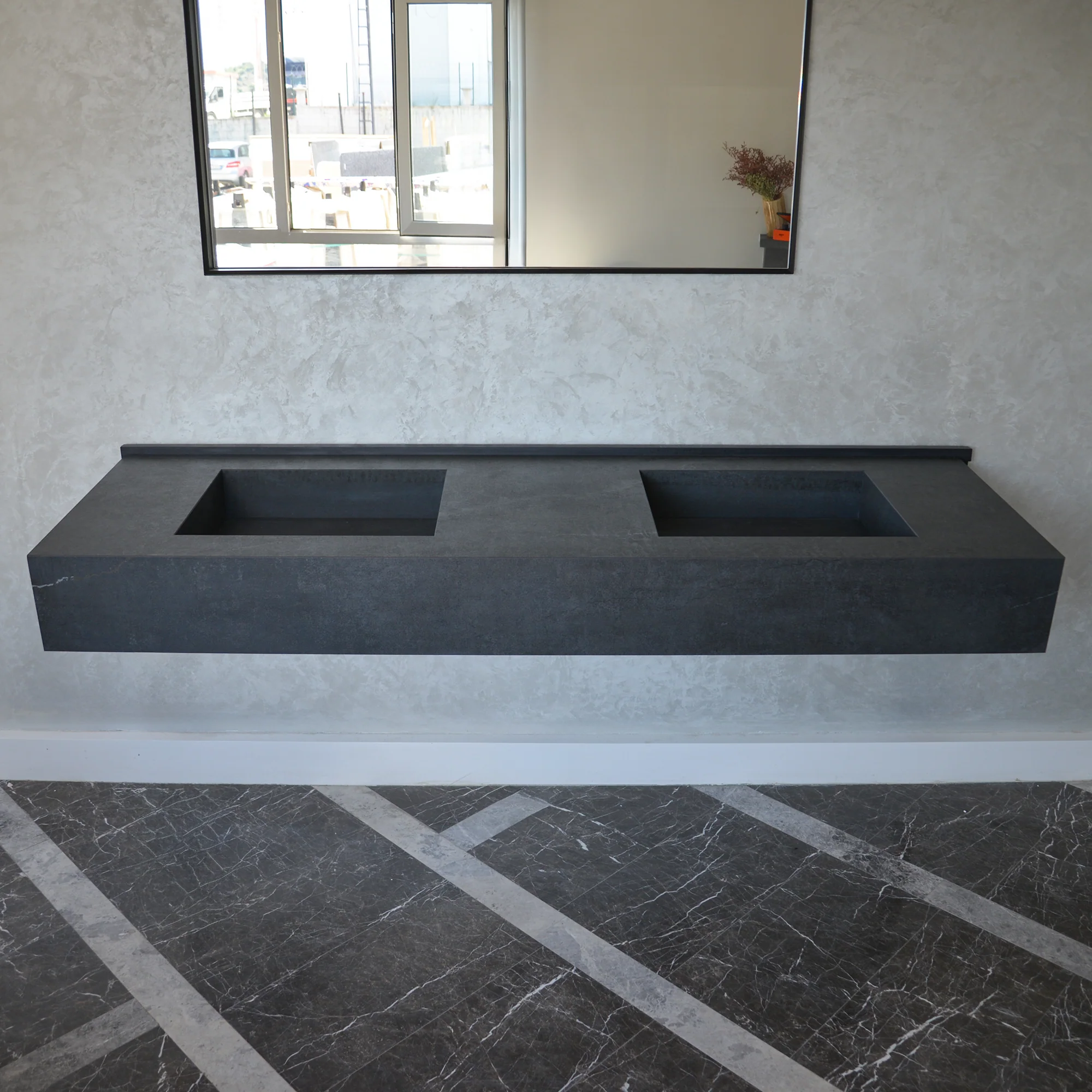 HANDCRAFTED DEKTON LAOS HIGH ENGINEERED PORCELAIN DOUBLE SINK (ES-109) - Image 4
