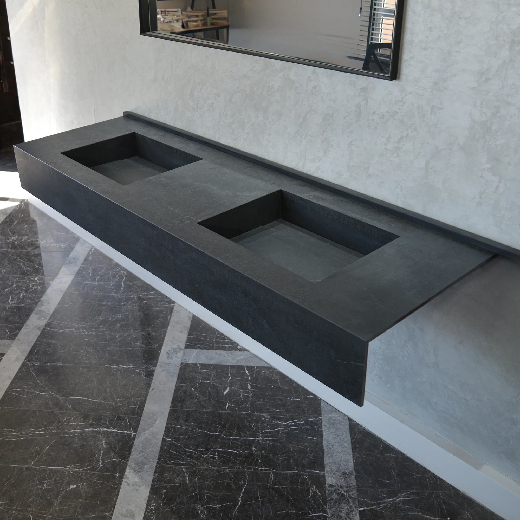 HANDCRAFTED DEKTON LAOS HIGH ENGINEERED PORCELAIN DOUBLE SINK (ES-109) - Image 5