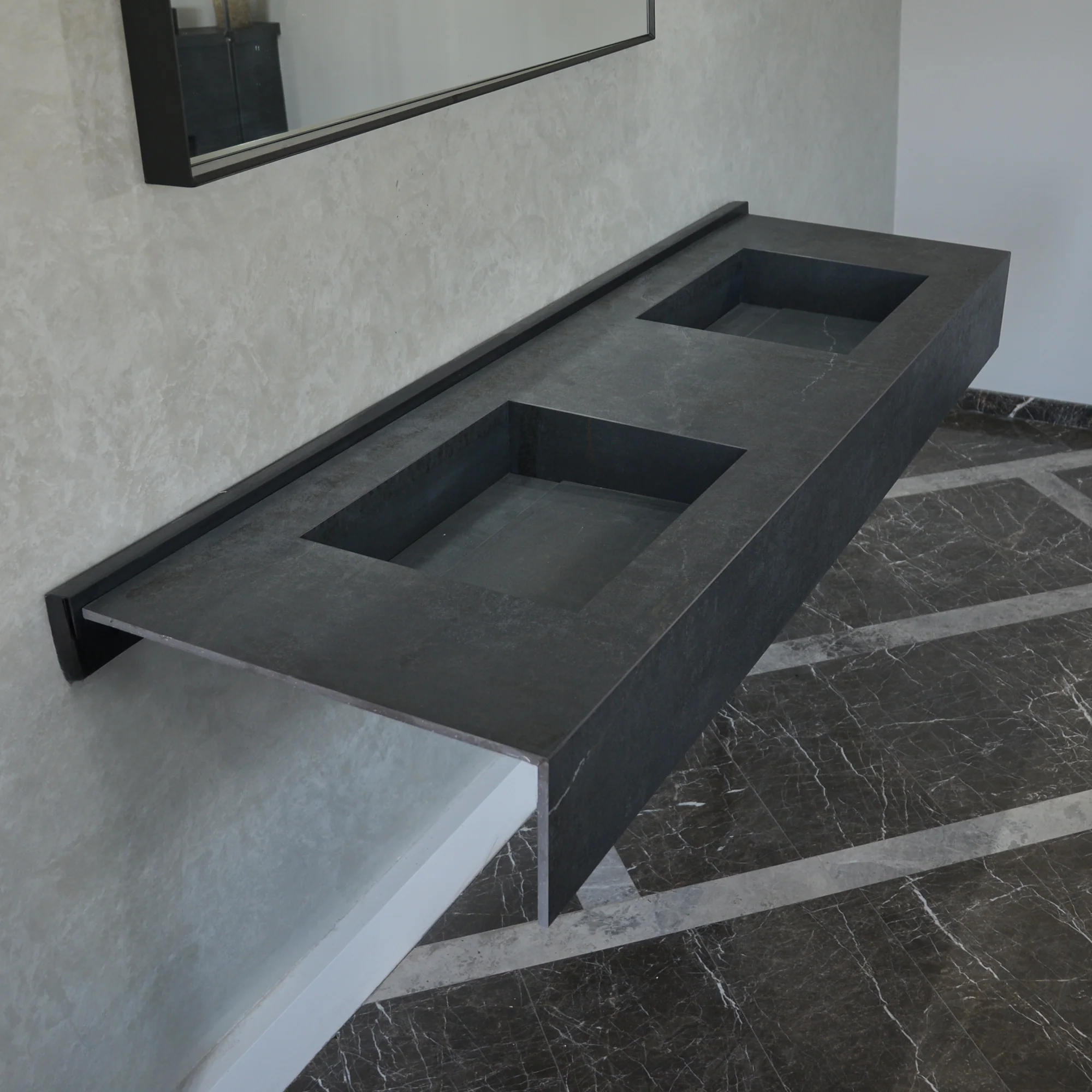 HANDCRAFTED DEKTON LAOS HIGH ENGINEERED PORCELAIN DOUBLE SINK (ES-109) - Image 6