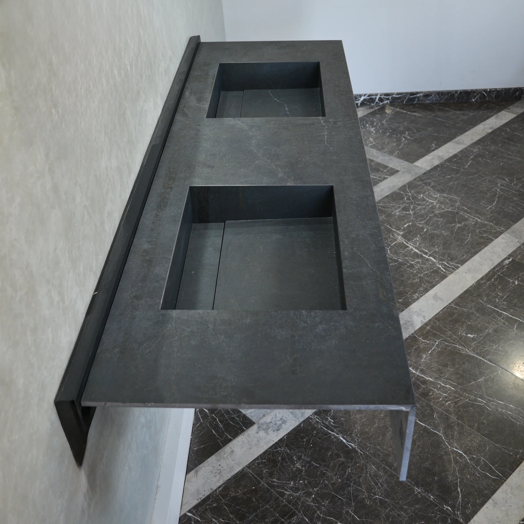 HANDCRAFTED DEKTON LAOS HIGH ENGINEERED PORCELAIN DOUBLE SINK (ES-109) - Image 7