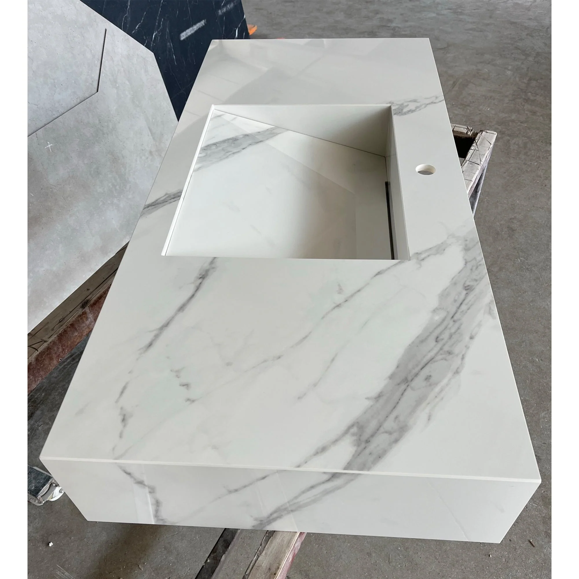HANDCRAFTED EXTRA STATUARIO HIGH ENGINEERED PORCELAIN SINK (ES-059) - Image 2