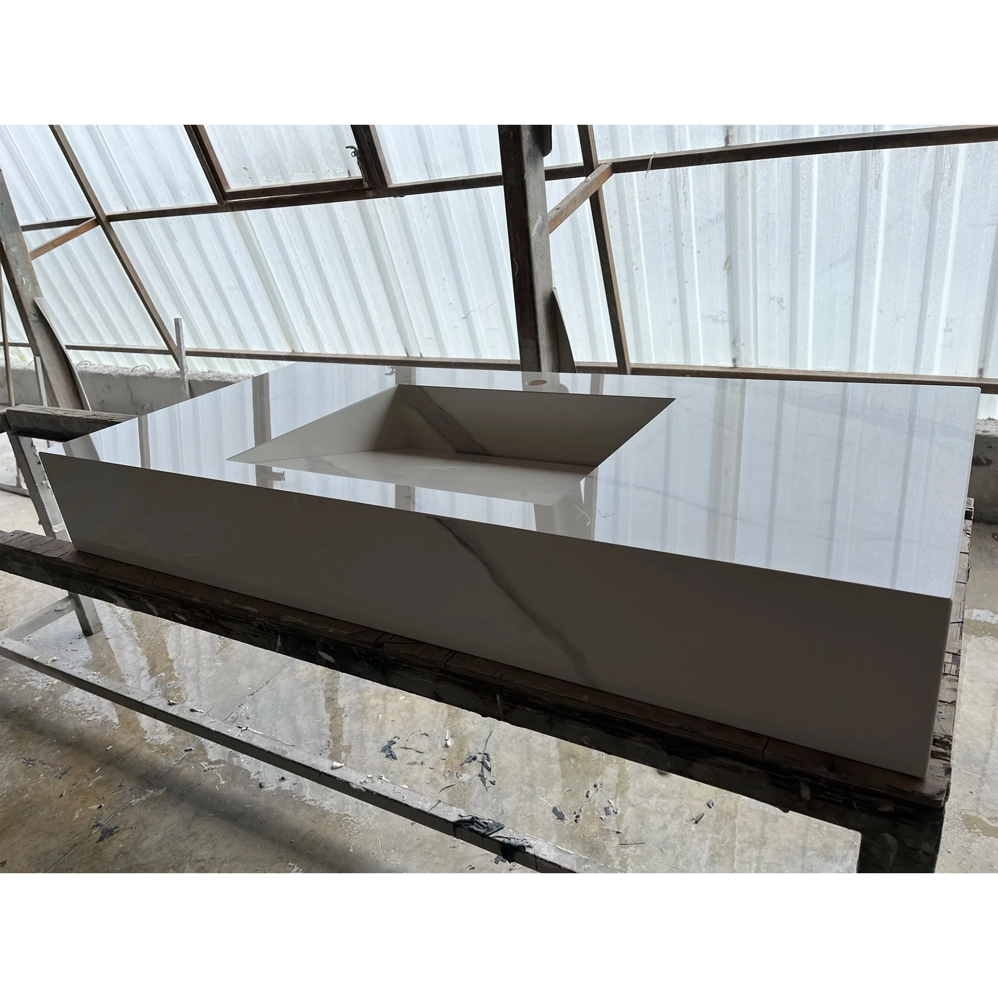 HANDCRAFTED EXTRA STATUARIO HIGH ENGINEERED PORCELAIN SINK (ES-059) - Image 6