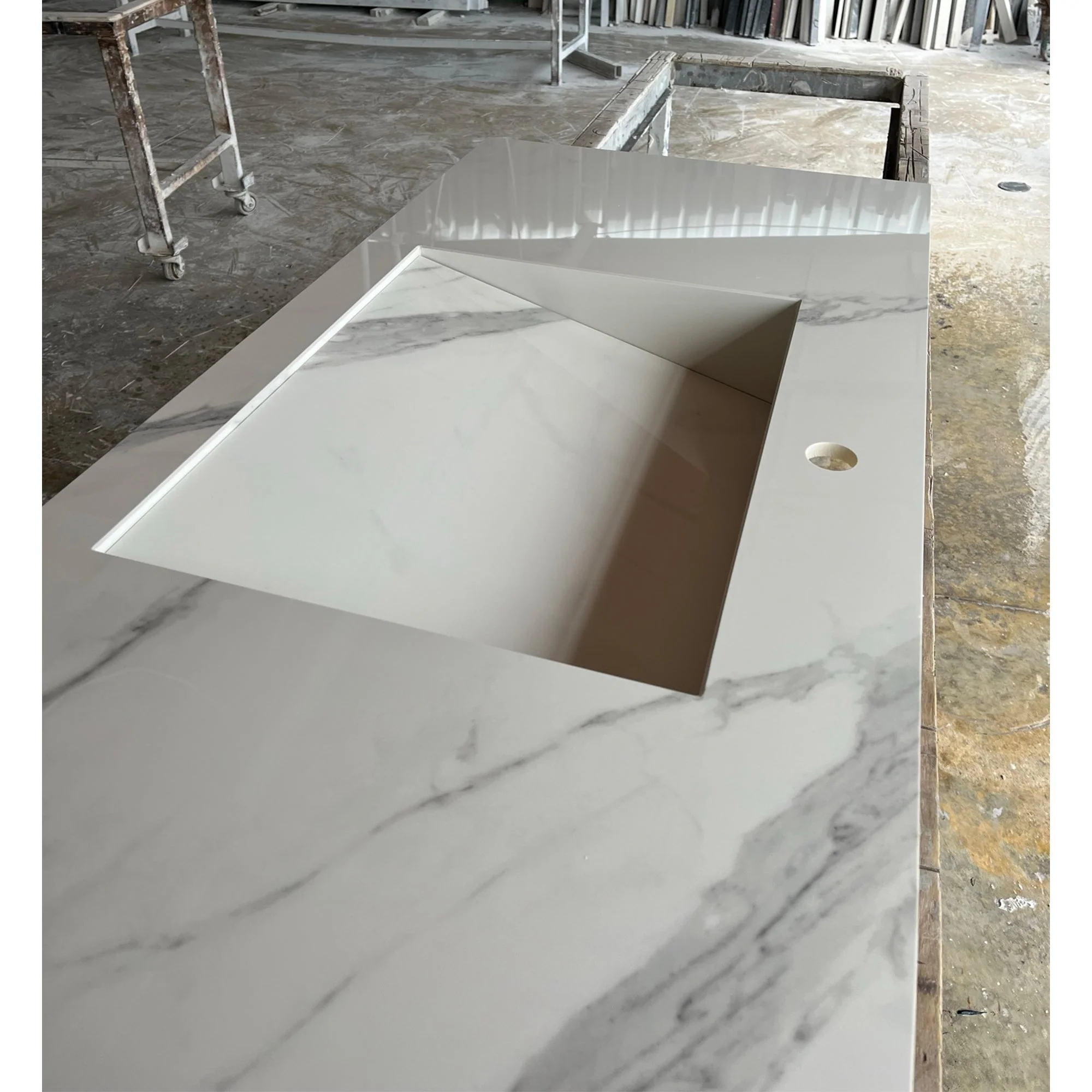 HANDCRAFTED EXTRA STATUARIO HIGH ENGINEERED PORCELAIN SINK (ES-059) - Image 8