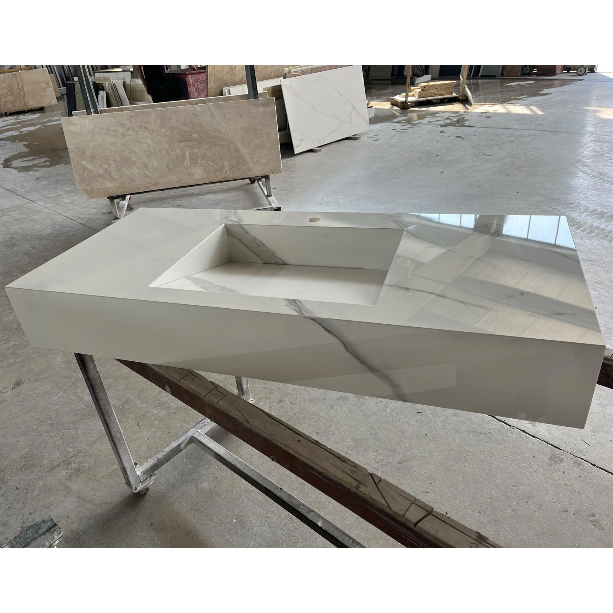HANDCRAFTED EXTRA STATUARIO HIGH ENGINEERED PORCELAIN SINK (ES-059) - Image 9