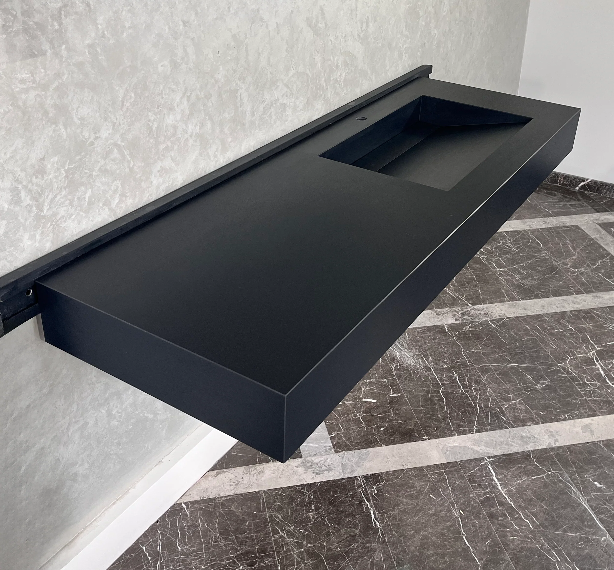 HANDCRAFTED INFINITY ABSOLUTE BLACK HIGH ENGINEERED STONE SINK (ES-096) - Image 5