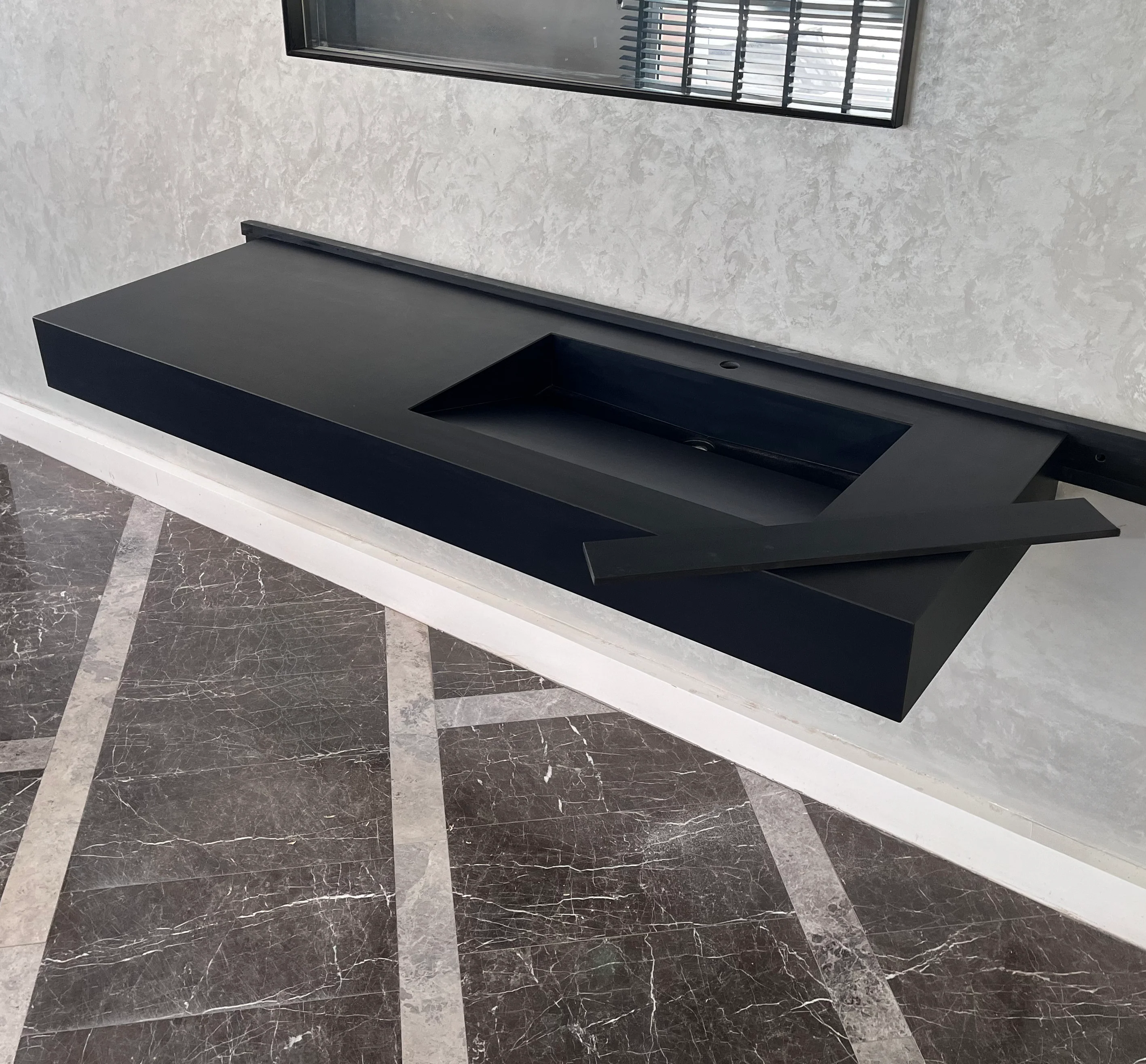 HANDCRAFTED INFINITY ABSOLUTE BLACK HIGH ENGINEERED STONE SINK (ES-096) - Image 7