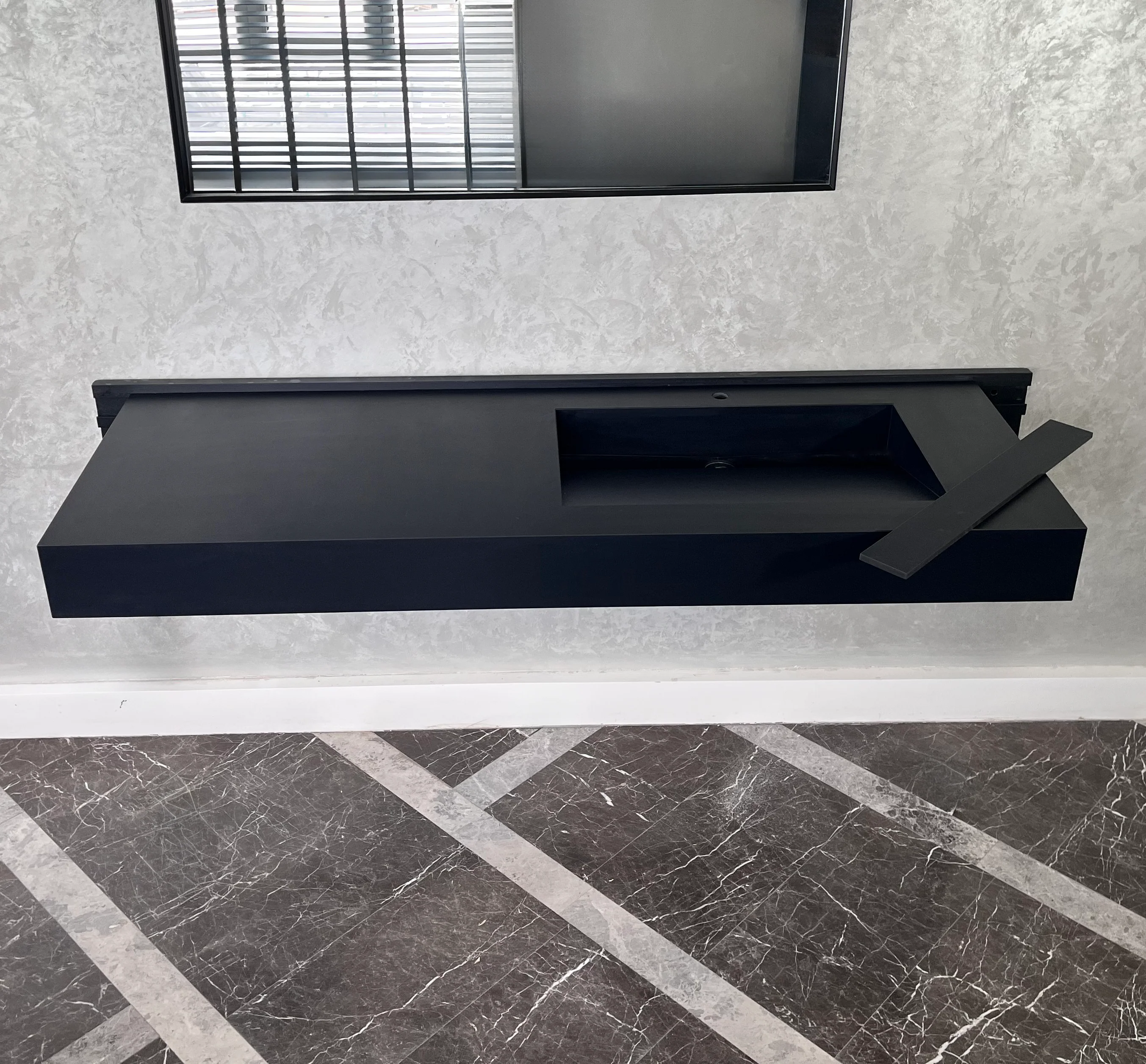 HANDCRAFTED INFINITY ABSOLUTE BLACK HIGH ENGINEERED STONE SINK (ES-096) - Image 9