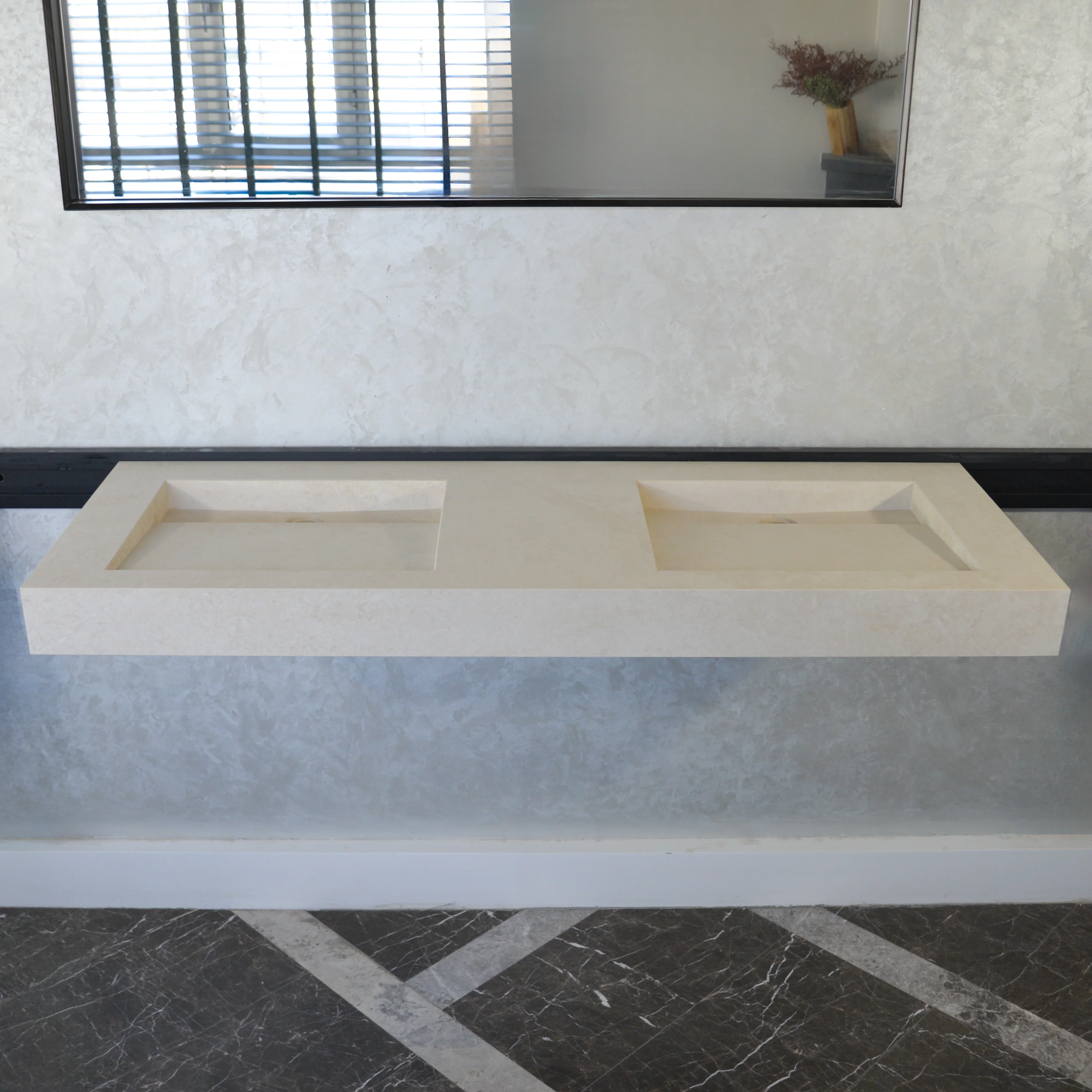 HANDCRAFTED INFINITY CHIANCA DI OSTUNI HIGH ENGINEERED PORCELAIN DOUBLE SINK (ES-053) - Image 2
