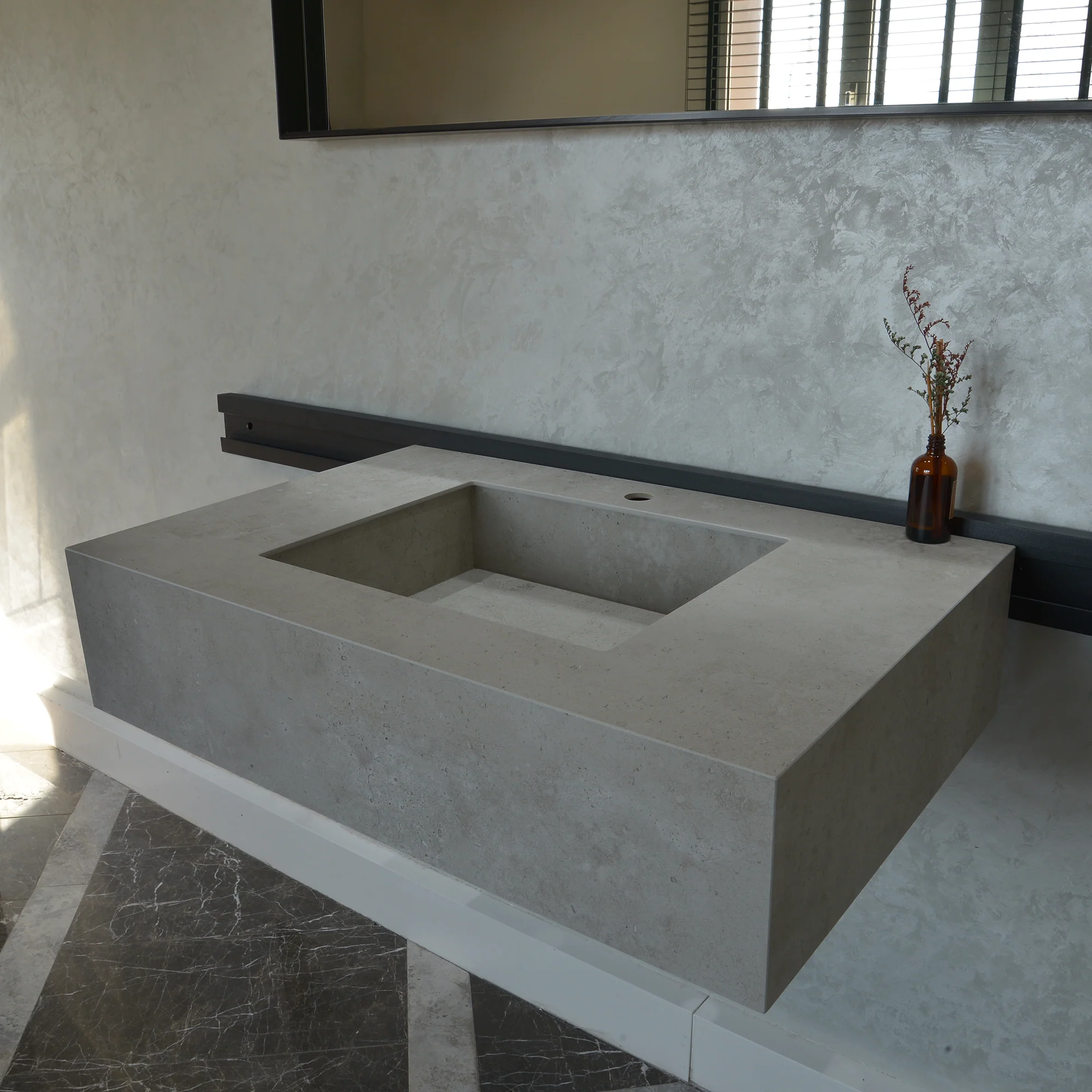 HANDCRAFTED INFINITY – CONCRETE GREY ENGINEERED PORCELAIN SINK (ES-054)
