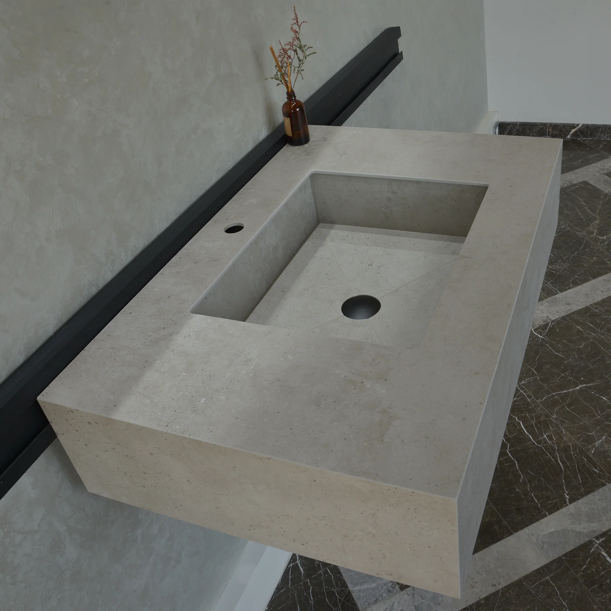 HANDCRAFTED INFINITY – CONCRETE GREY ENGINEERED PORCELAIN SINK (ES-054) - Image 3