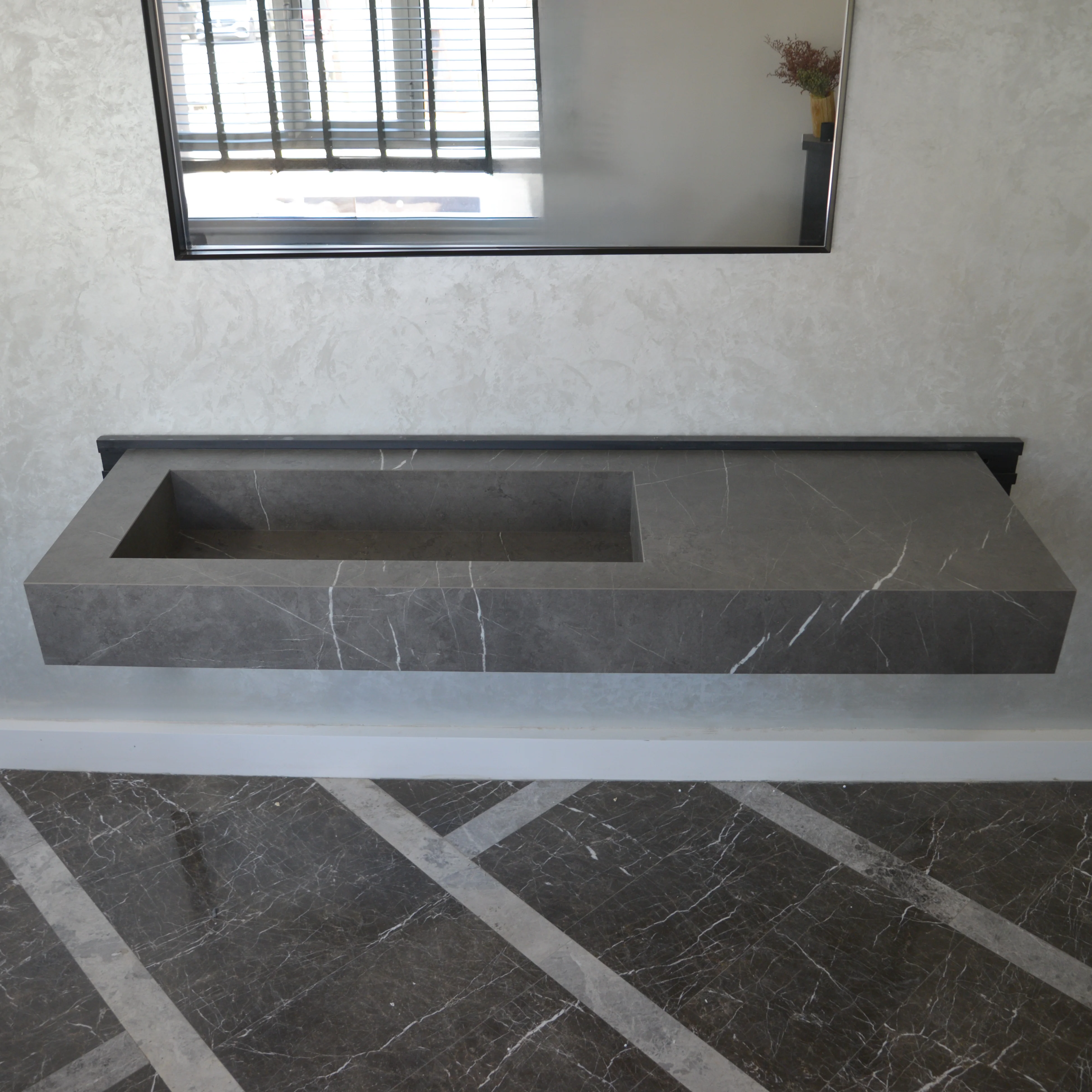 HANDCRAFTED INFINITY PIETRA GREY HIGH ENGINEERED STONE SINK (ES-084) - Image 2