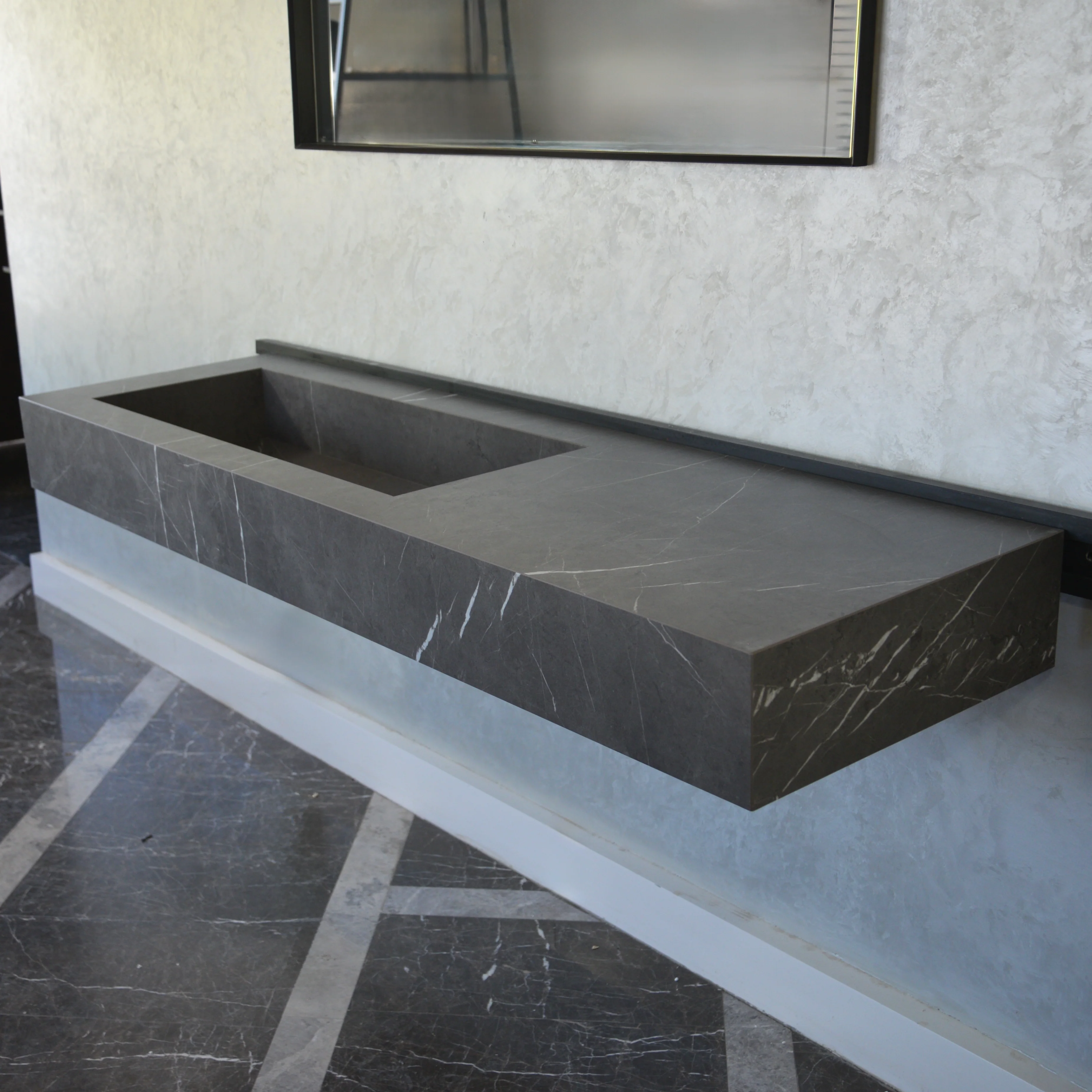 HANDCRAFTED INFINITY PIETRA GREY HIGH ENGINEERED STONE SINK (ES-084) - Image 3