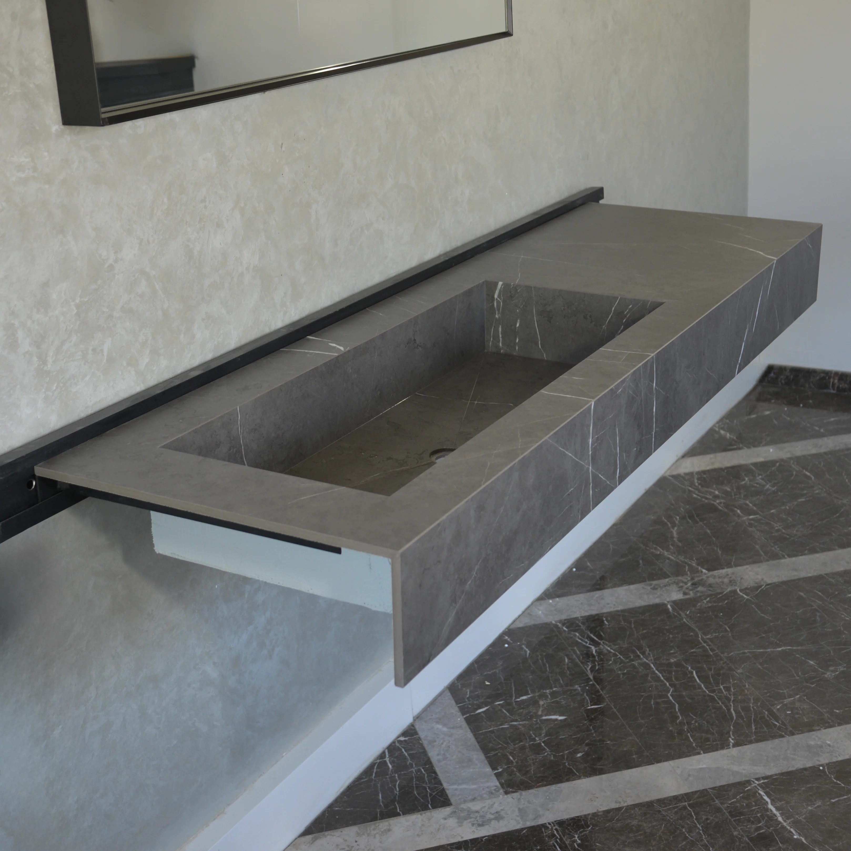 HANDCRAFTED INFINITY PIETRA GREY HIGH ENGINEERED STONE SINK (ES-084) - Image 4