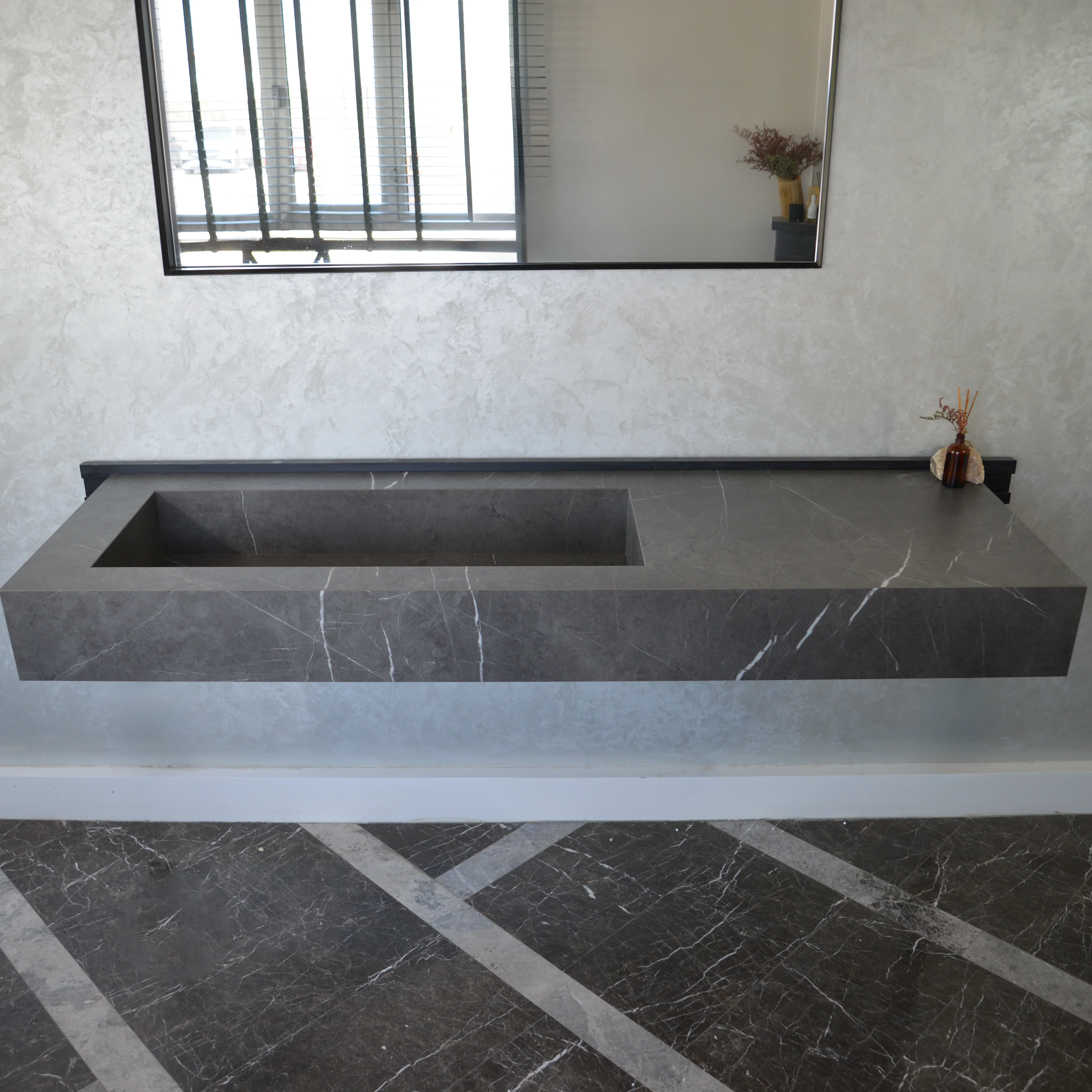 HANDCRAFTED INFINITY PIETRA GREY HIGH ENGINEERED STONE SINK (ES-084) - Image 7