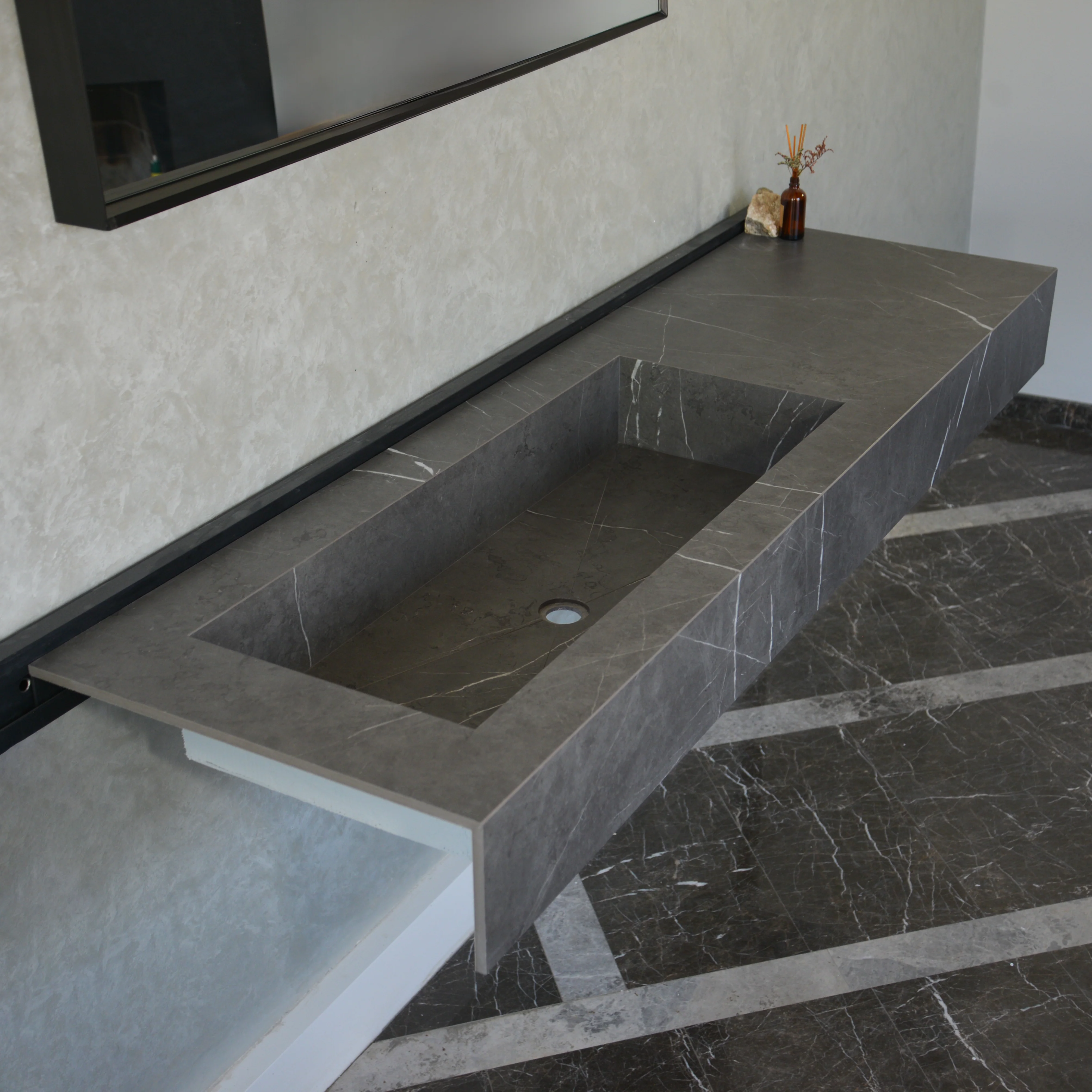 HANDCRAFTED INFINITY PIETRA GREY HIGH ENGINEERED STONE SINK (ES-084) - Image 8