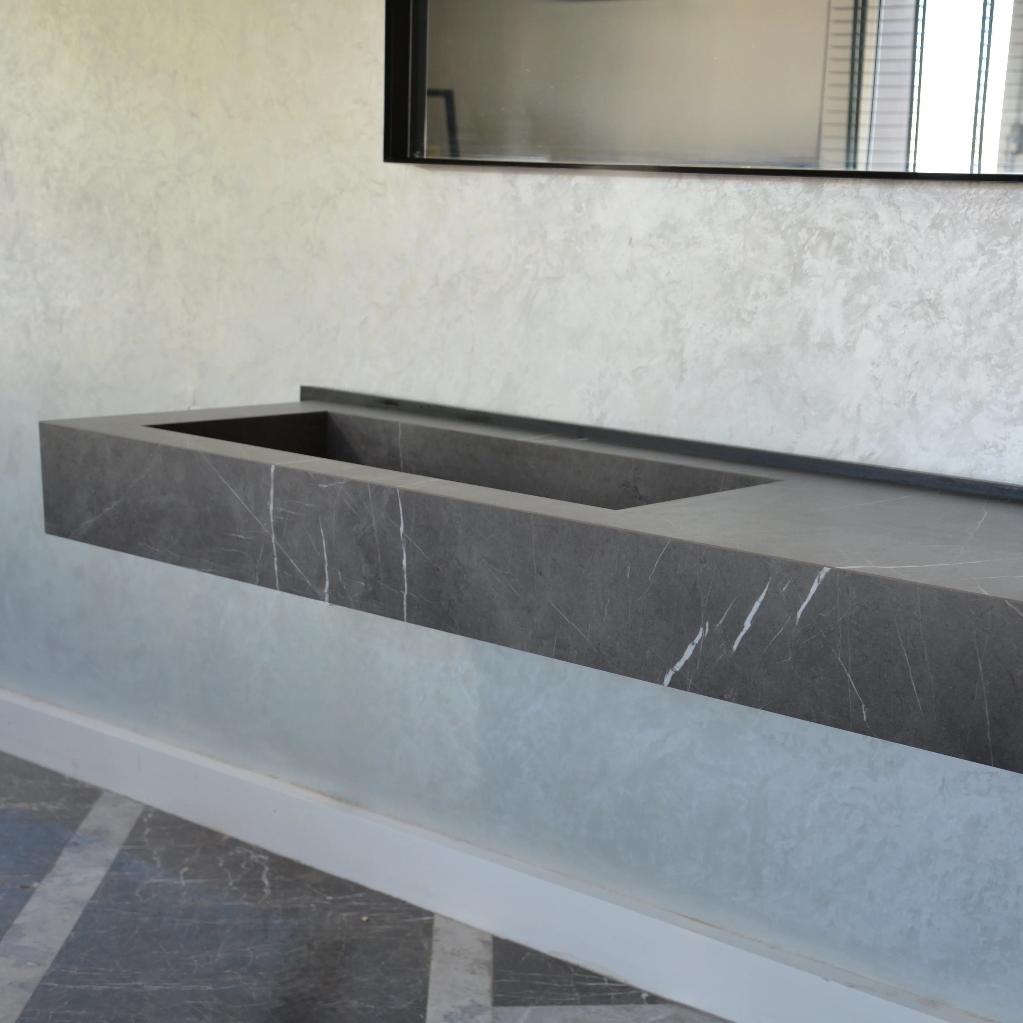 HANDCRAFTED INFINITY PIETRA GREY HIGH ENGINEERED STONE SINK (ES-084) - Image 9