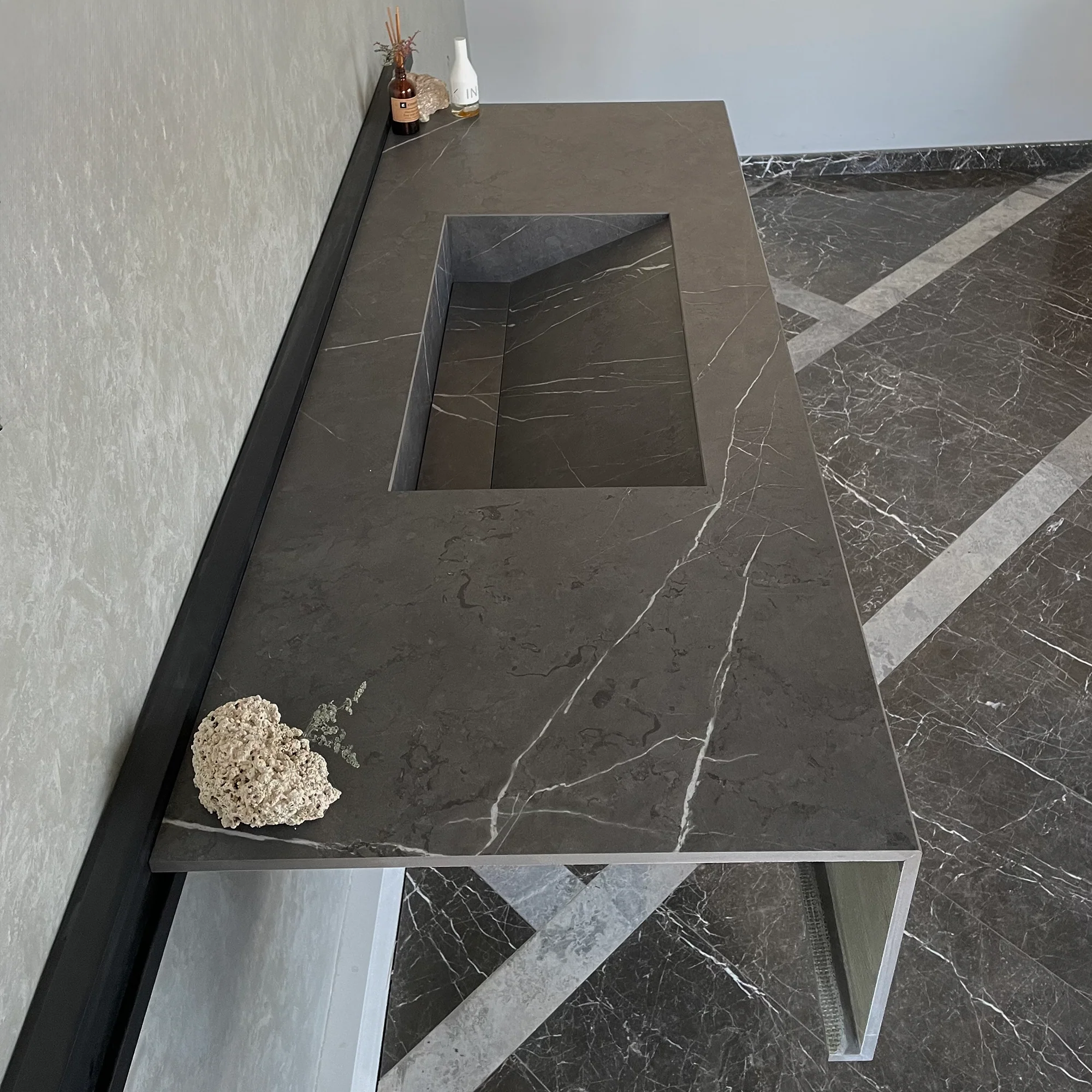 HANDCRAFTED INFINITY PIETRA GREY HIGH ENGINEERED STONE SINK (ES-100) - Image 11