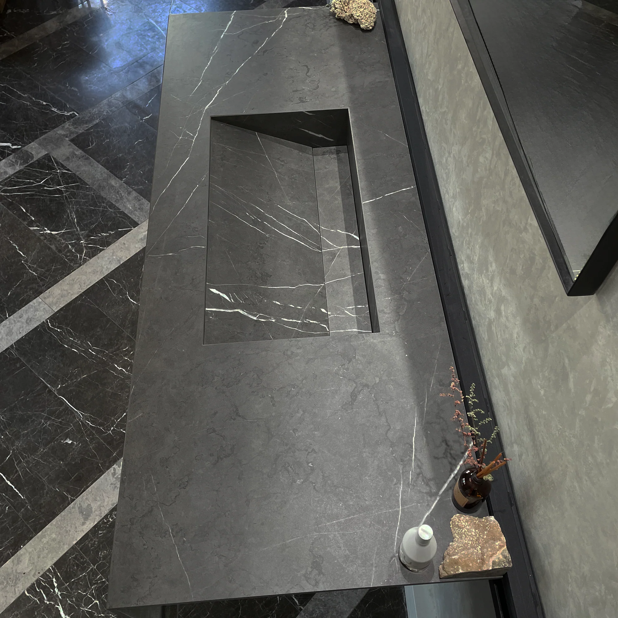 HANDCRAFTED INFINITY PIETRA GREY HIGH ENGINEERED STONE SINK (ES-100) - Image 13