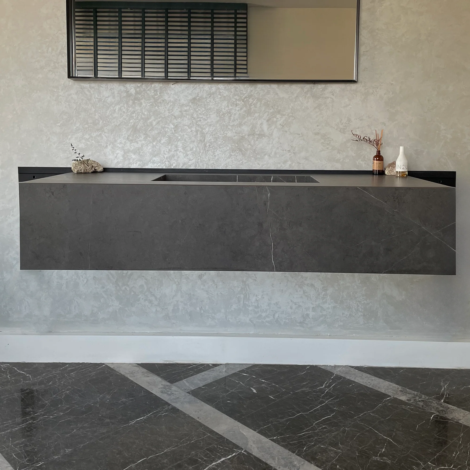 HANDCRAFTED INFINITY PIETRA GREY HIGH ENGINEERED STONE SINK (ES-100) - Image 4