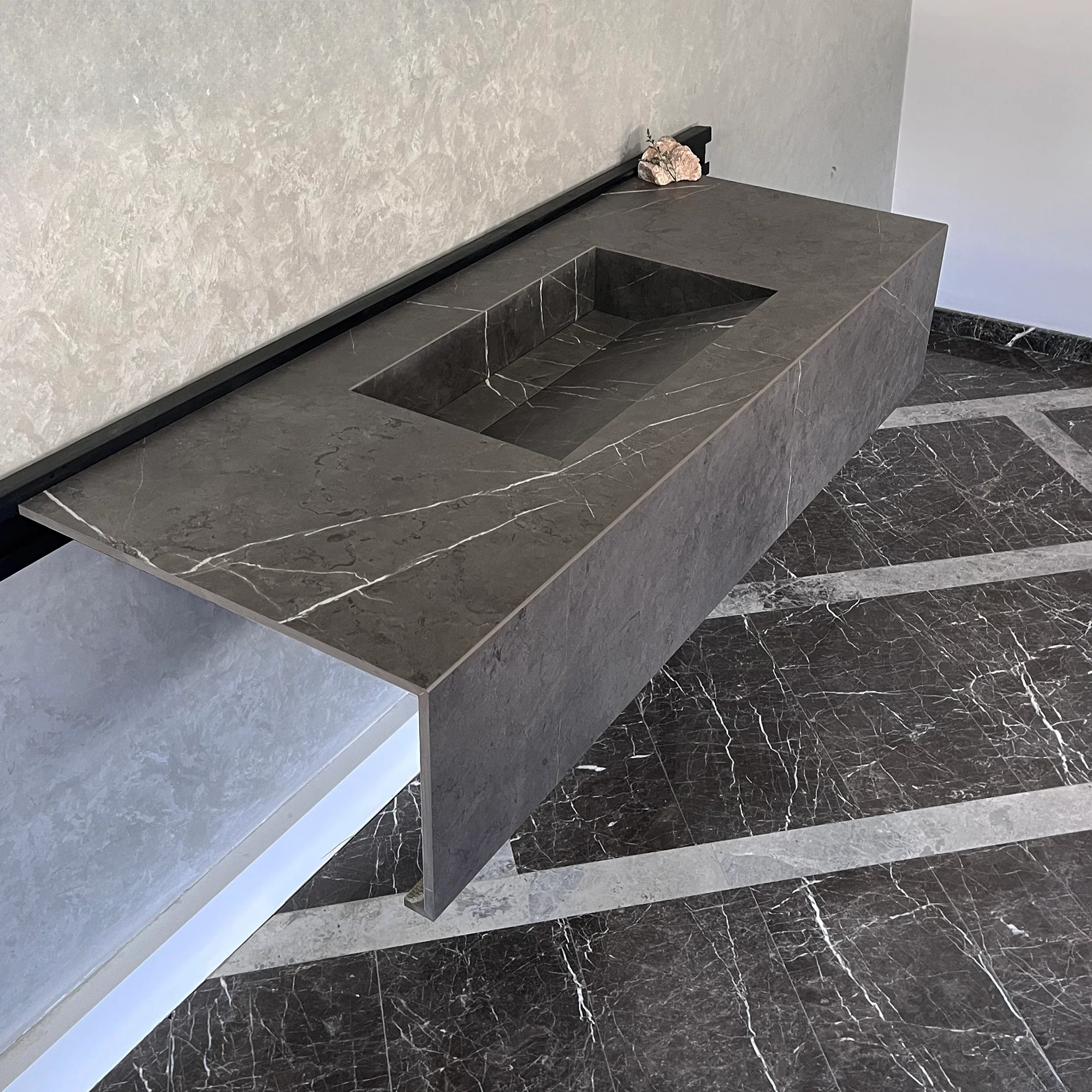 HANDCRAFTED INFINITY PIETRA GREY HIGH ENGINEERED STONE SINK (ES-100) - Image 8