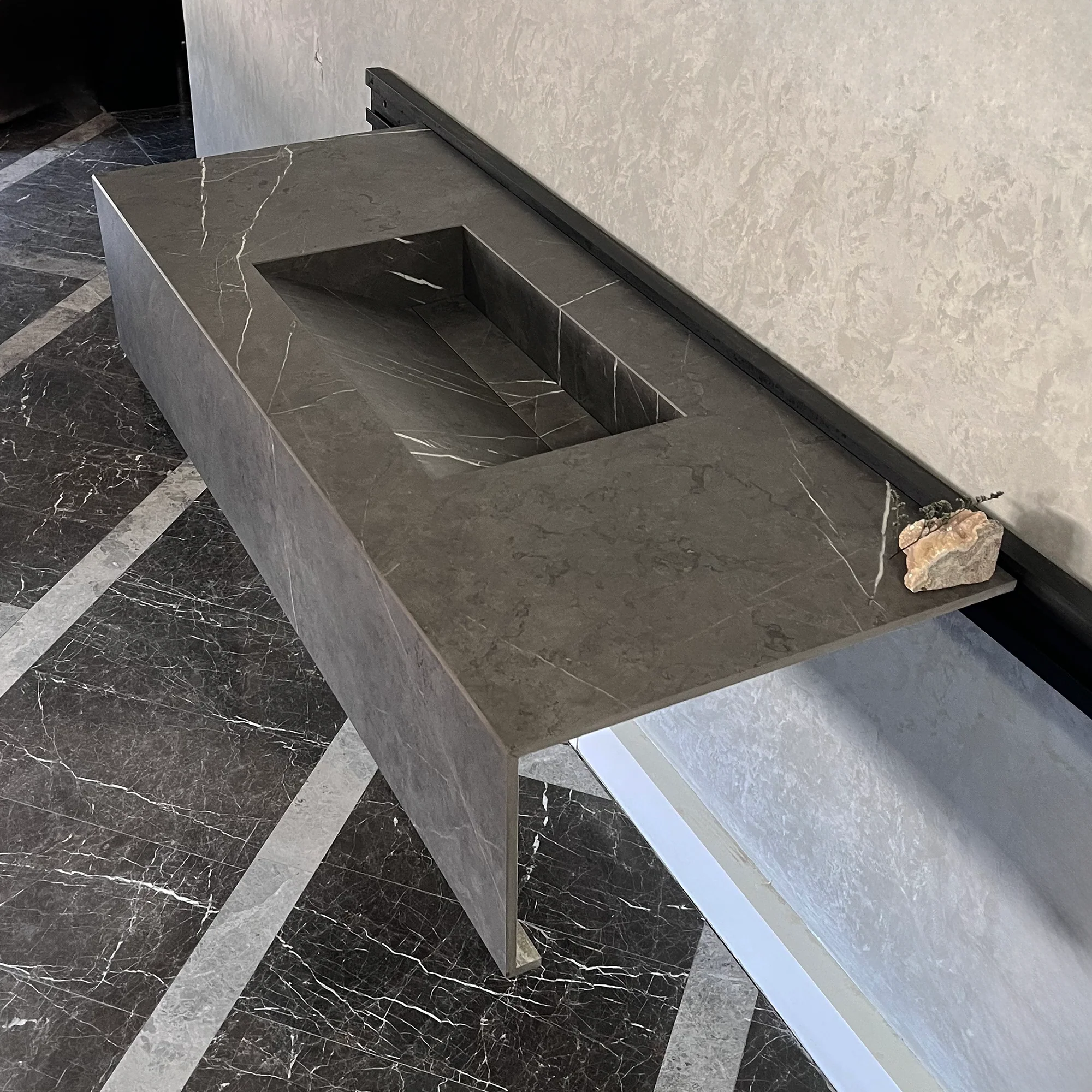 HANDCRAFTED INFINITY PIETRA GREY HIGH ENGINEERED STONE SINK (ES-100) - Image 9