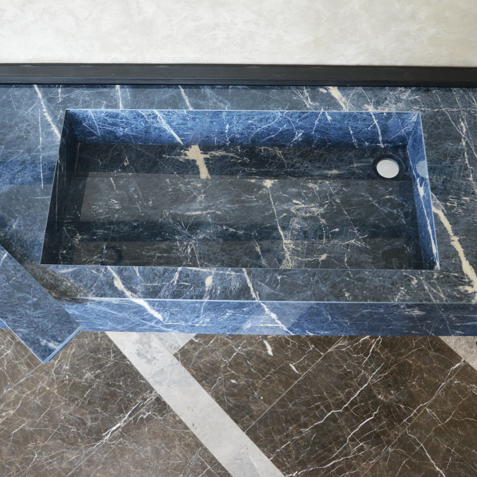 HANDCRAFTED INFINITY PRECIOUS SODALITE HIGH ENGINEERED STONE SINK (ES-085) - Image 10