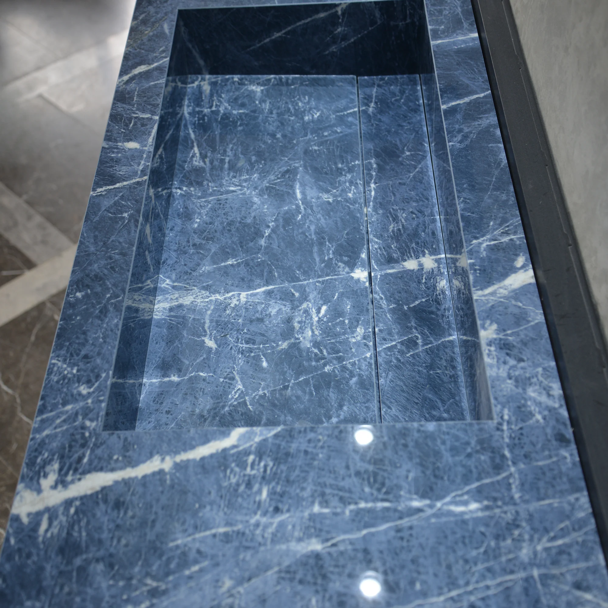 HANDCRAFTED INFINITY PRECIOUS SODALITE HIGH ENGINEERED STONE SINK (ES-085) - Image 2