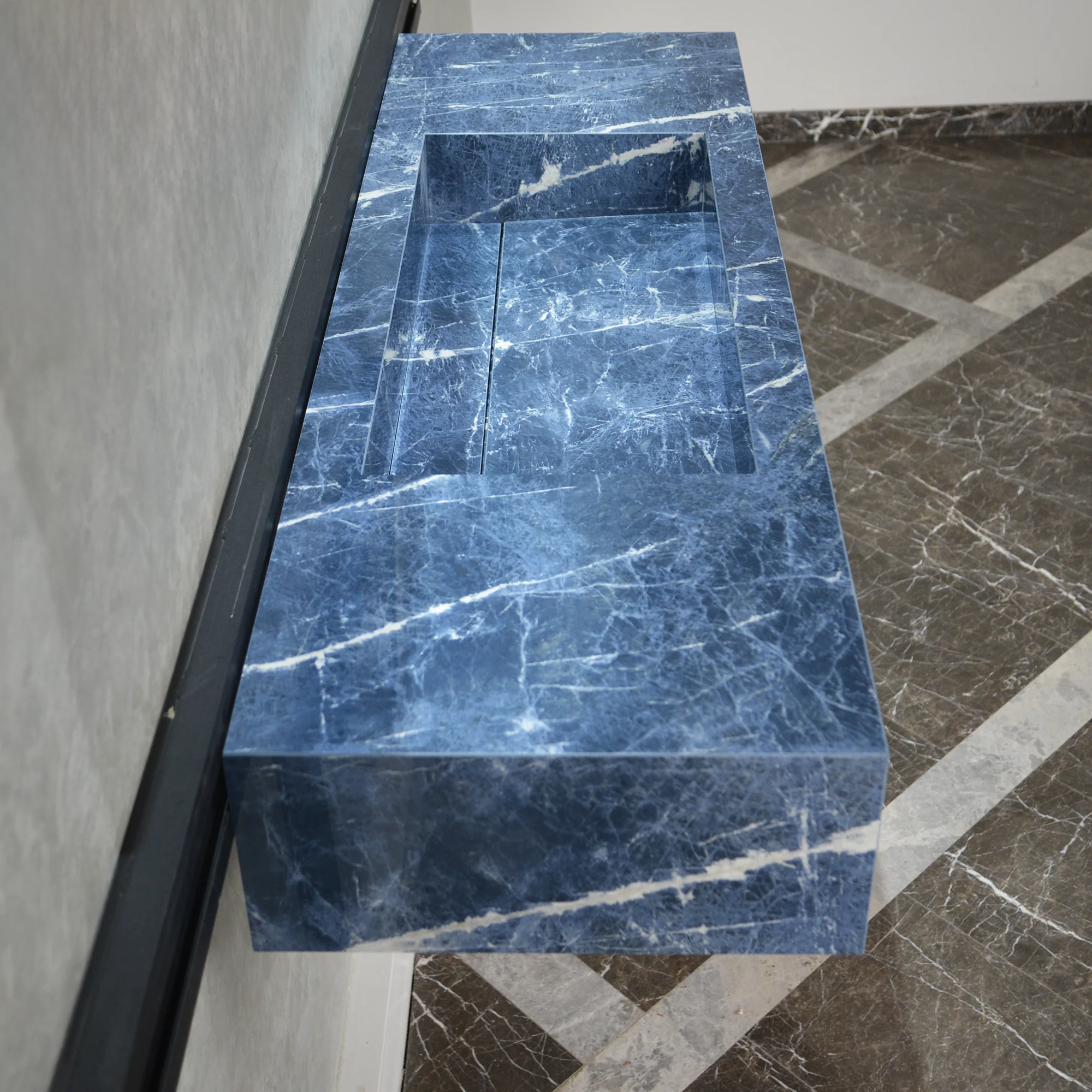 HANDCRAFTED INFINITY PRECIOUS SODALITE HIGH ENGINEERED STONE SINK (ES-085) - Image 3