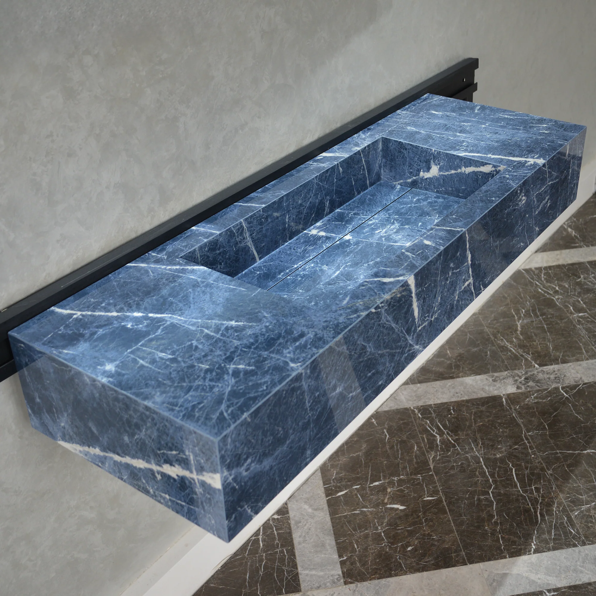 HANDCRAFTED INFINITY PRECIOUS SODALITE HIGH ENGINEERED STONE SINK (ES-085) - Image 4
