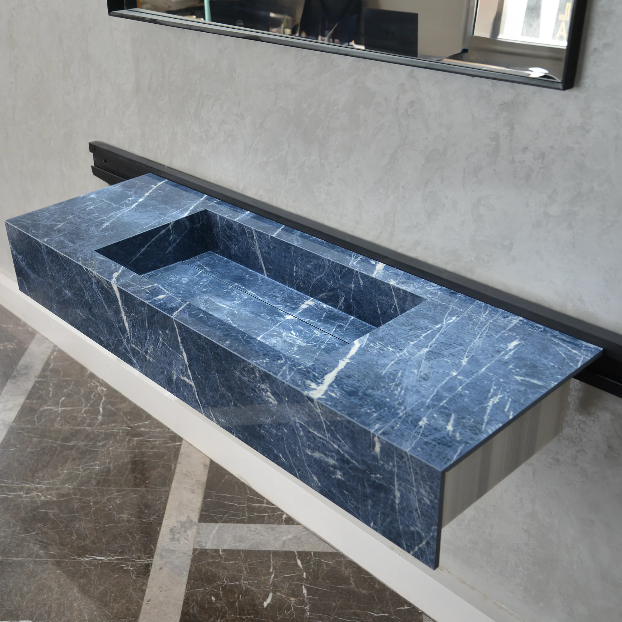 HANDCRAFTED INFINITY PRECIOUS SODALITE HIGH ENGINEERED STONE SINK (ES-085) - Image 5