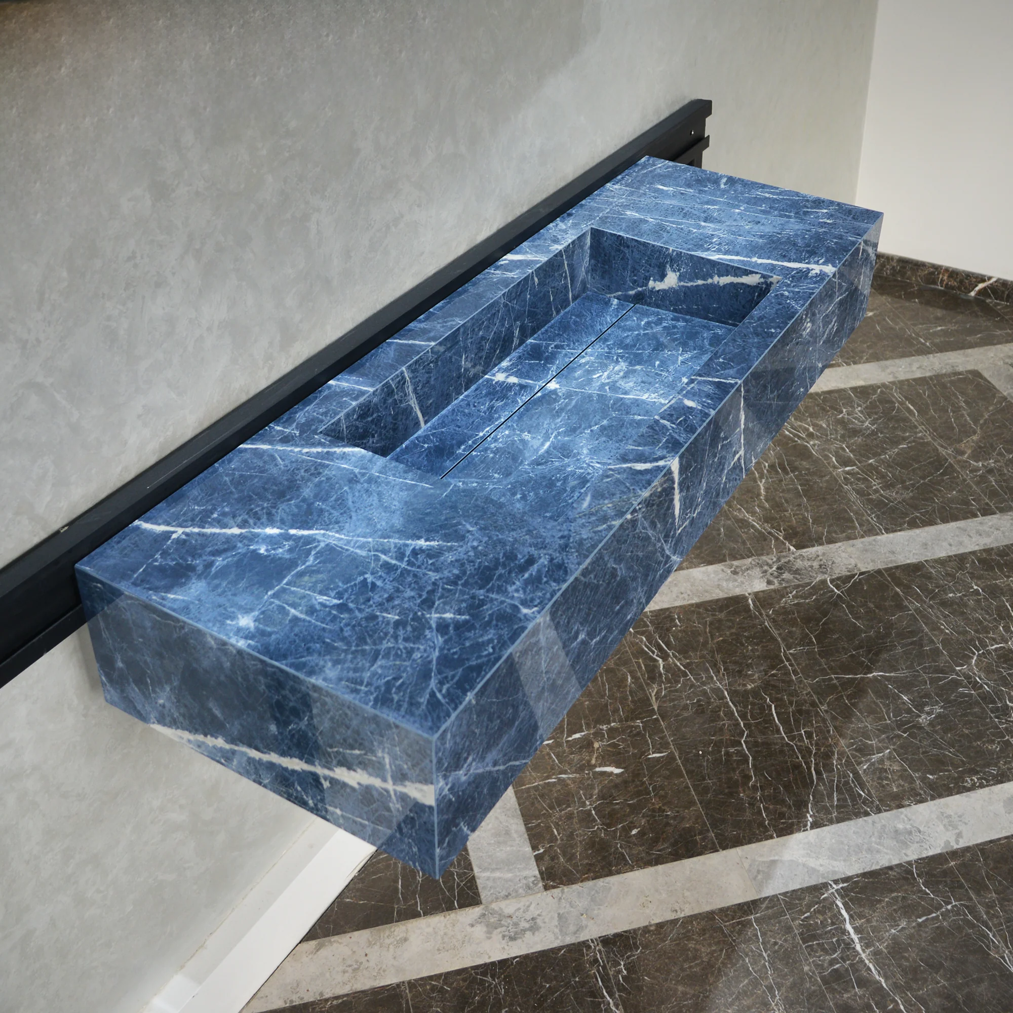 HANDCRAFTED INFINITY PRECIOUS SODALITE HIGH ENGINEERED STONE SINK (ES-085) - Image 6