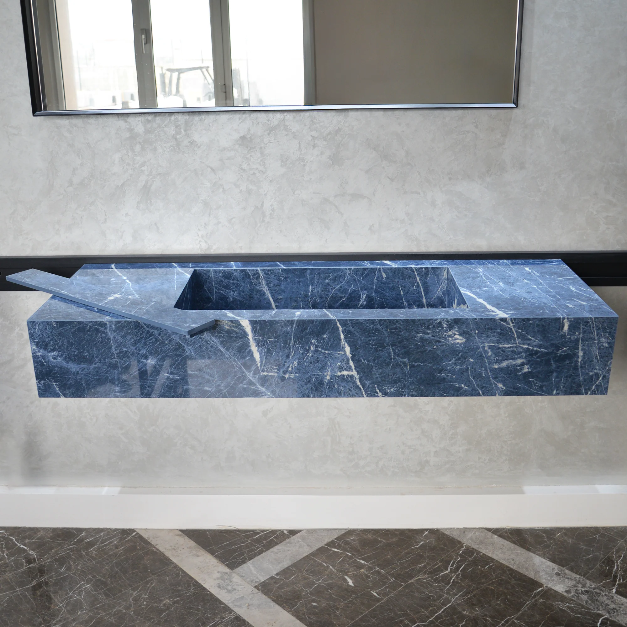 HANDCRAFTED INFINITY PRECIOUS SODALITE HIGH ENGINEERED STONE SINK (ES-085) - Image 9