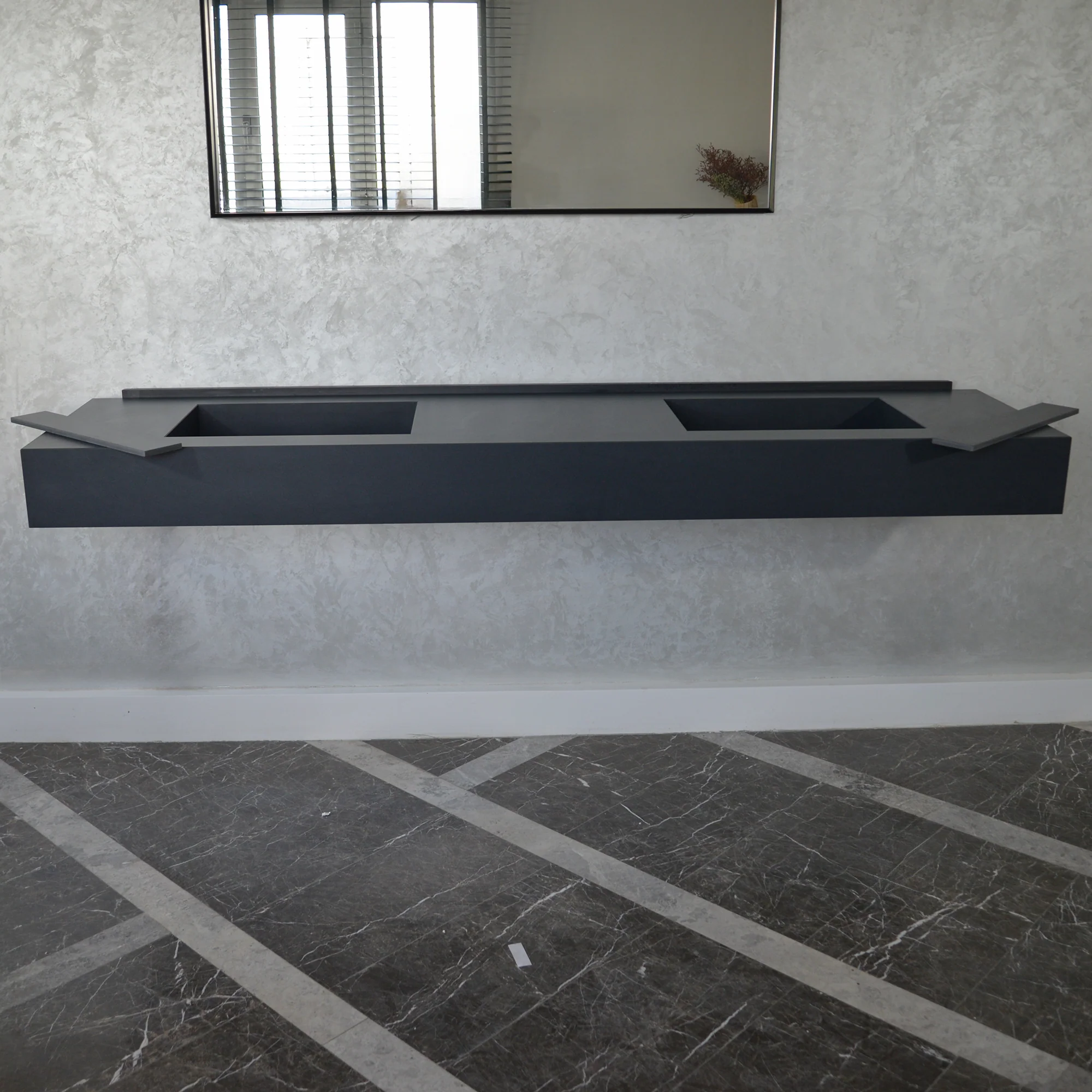 HANDCRAFTED INFINITY TOTAL BLACK HIGH ENGINEERED PORCELAIN DOUBLE SINK (ES-093) - Image 10