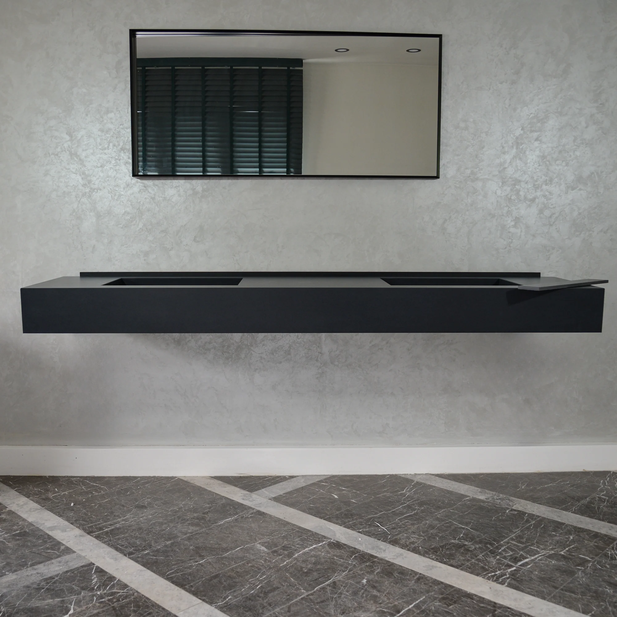 HANDCRAFTED INFINITY TOTAL BLACK HIGH ENGINEERED PORCELAIN DOUBLE SINK (ES-093) - Image 2