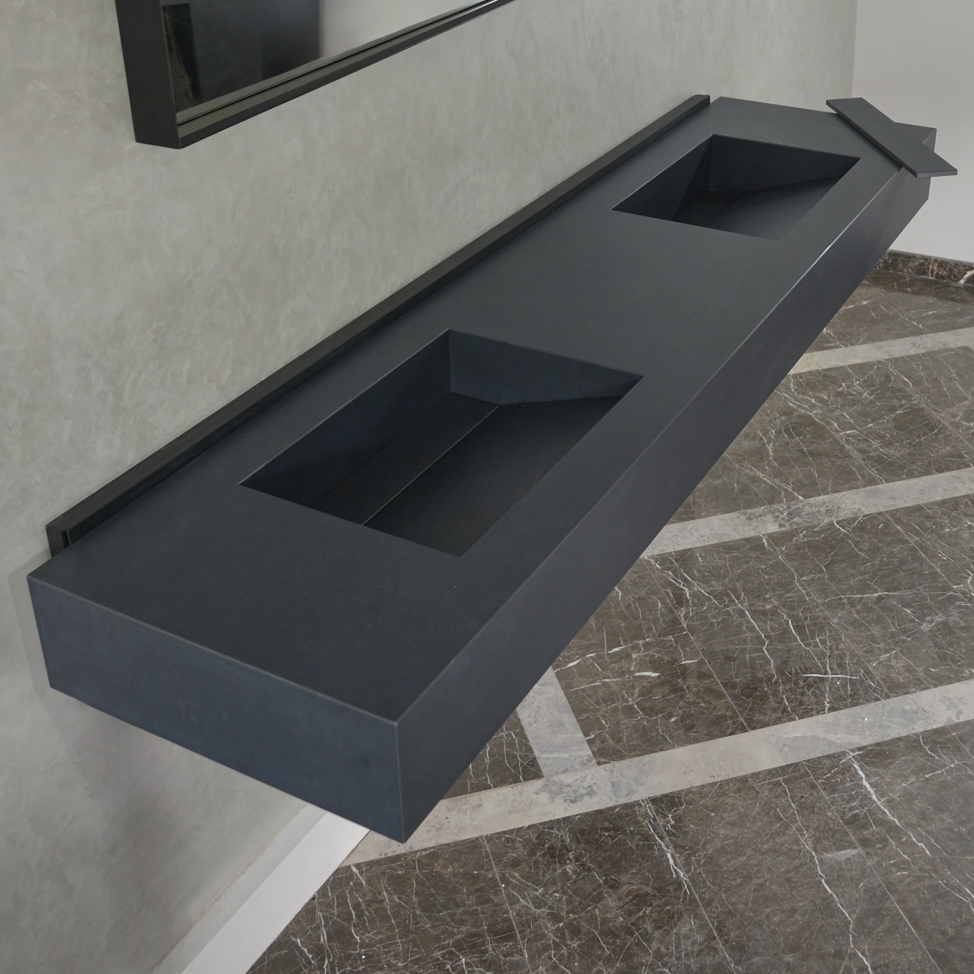 HANDCRAFTED INFINITY TOTAL BLACK HIGH ENGINEERED PORCELAIN DOUBLE SINK (ES-093) - Image 4