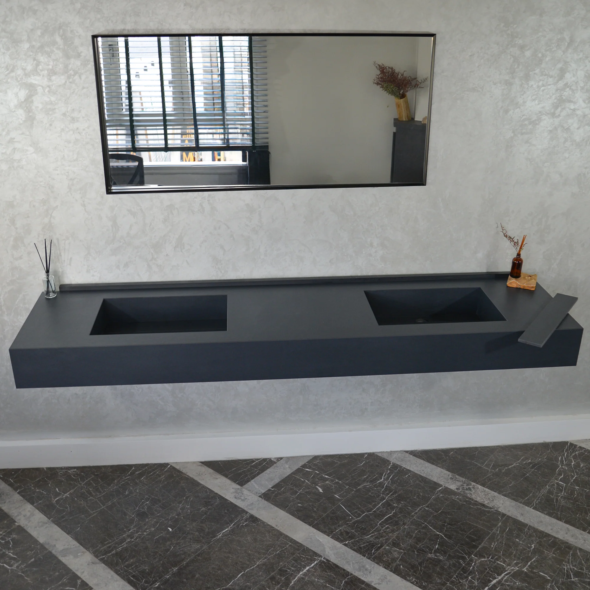 HANDCRAFTED INFINITY TOTAL BLACK HIGH ENGINEERED PORCELAIN DOUBLE SINK (ES-093) - Image 5