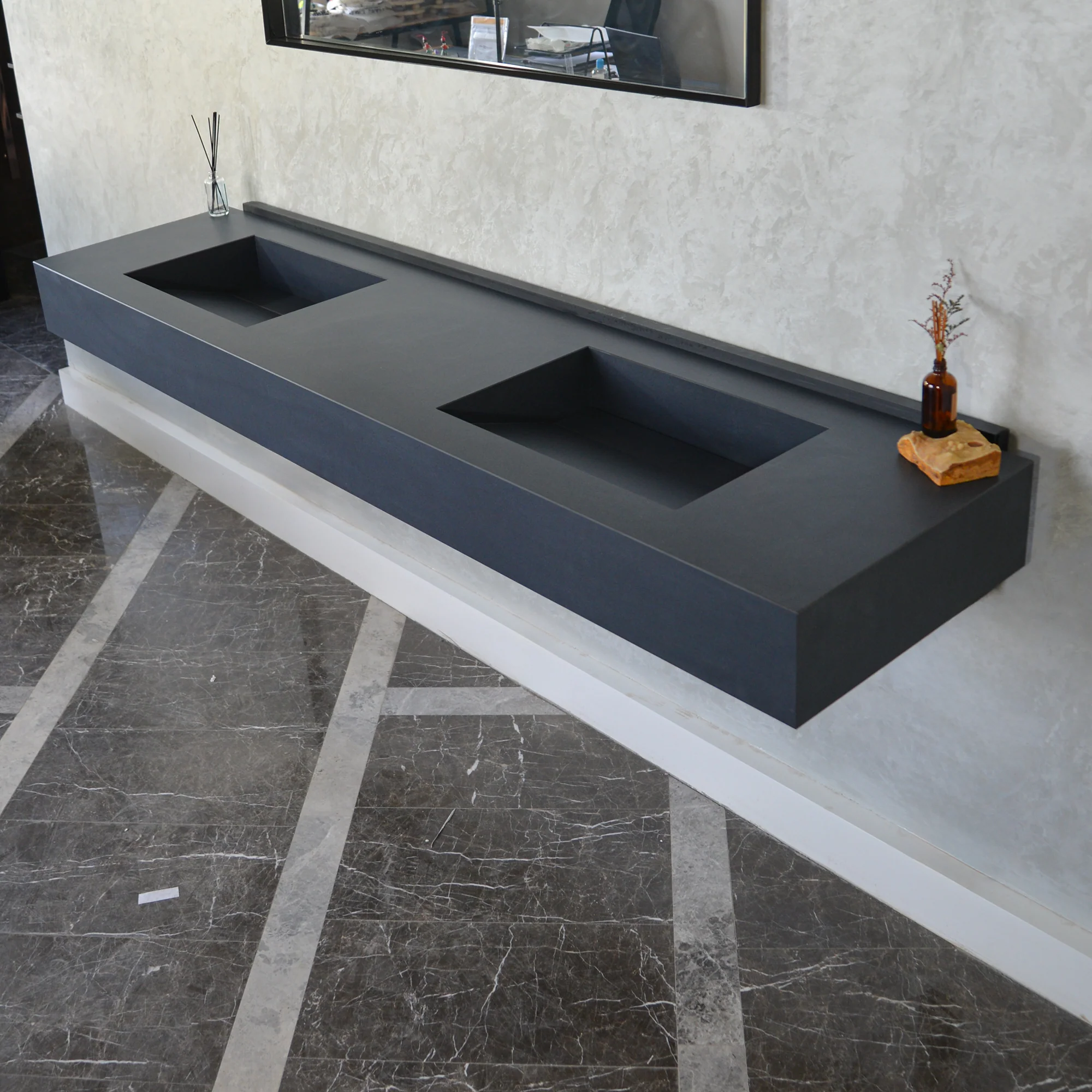 HANDCRAFTED INFINITY TOTAL BLACK HIGH ENGINEERED PORCELAIN DOUBLE SINK (ES-093) - Image 6
