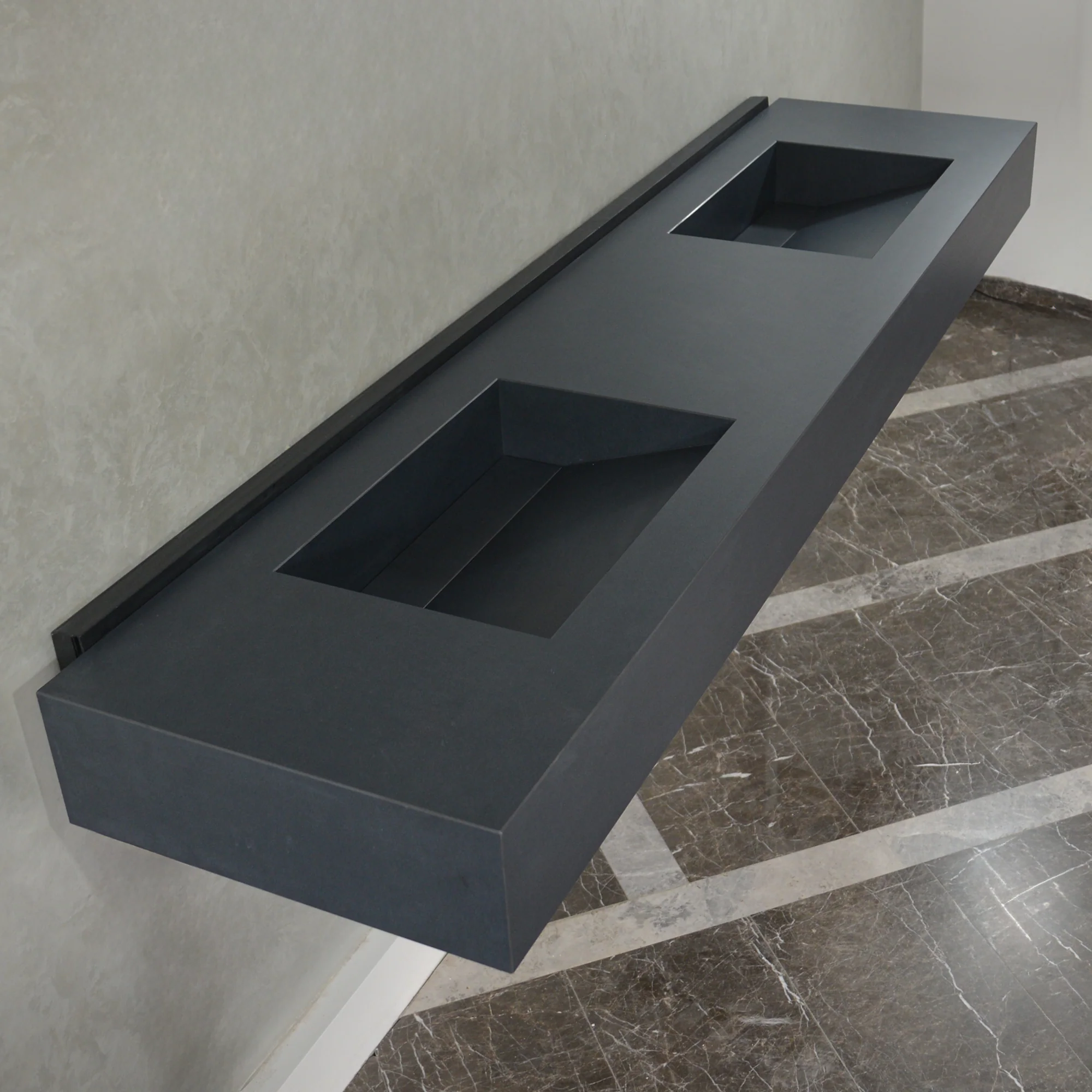 HANDCRAFTED INFINITY TOTAL BLACK HIGH ENGINEERED PORCELAIN DOUBLE SINK (ES-093) - Image 9